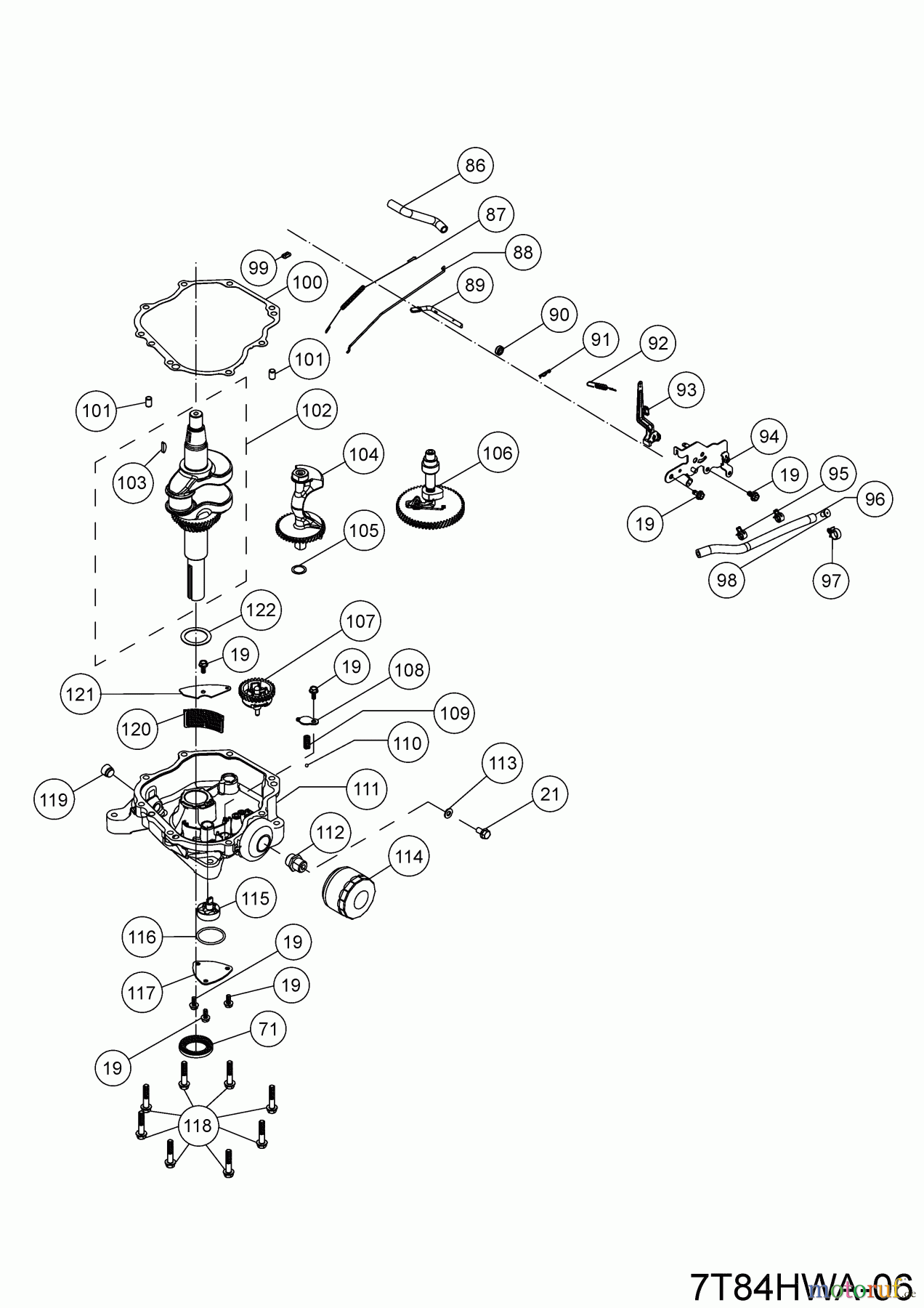 MTD-Motoren Vertikal 7T84HWA 7T84HWA (2023) Kurbelwelle, Ölfilter, Reglerhebel