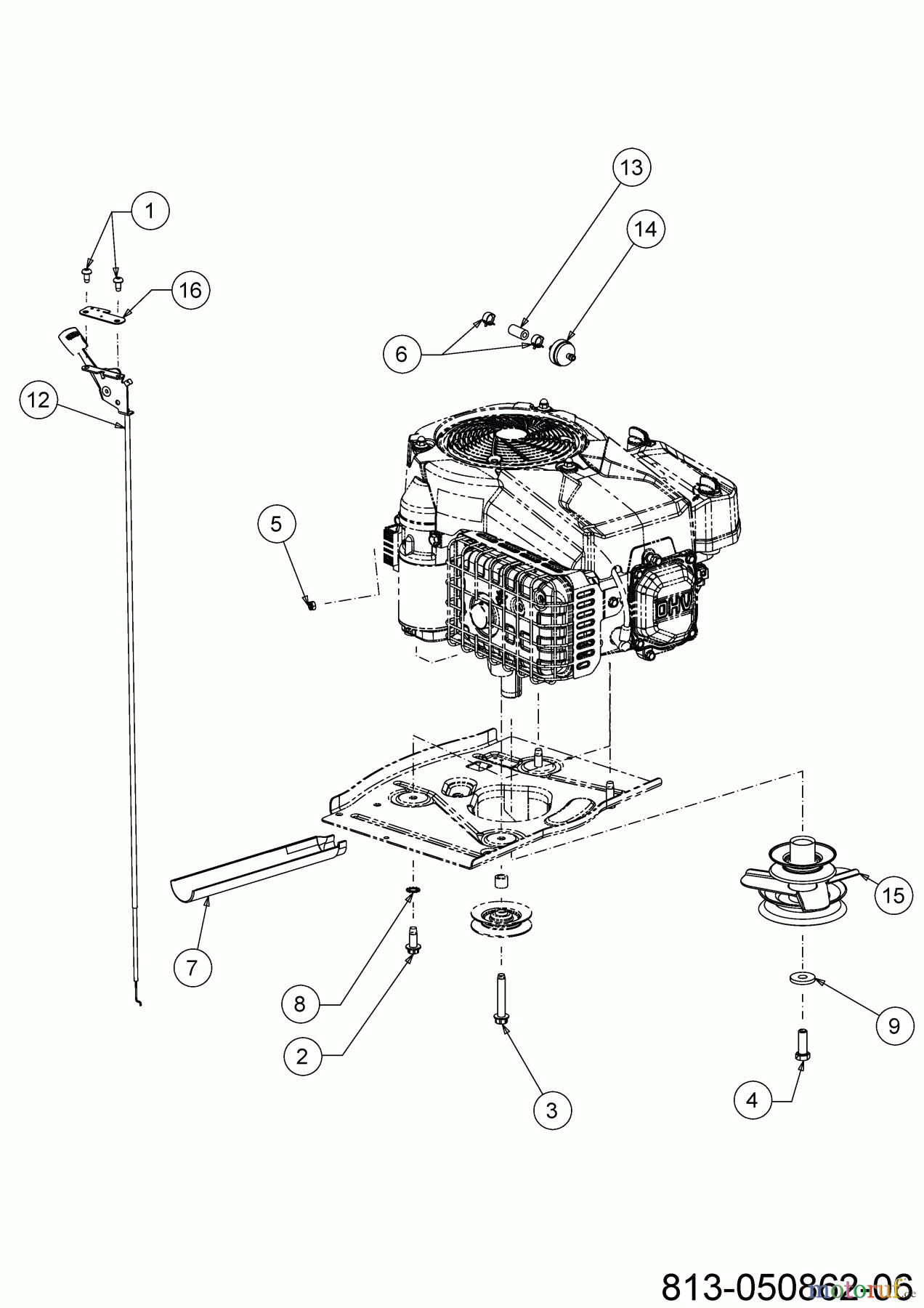 Troy-Bilt Rasentraktoren TB 76T-R 13A726SD609 (2024) Choke- und Gaszug, Motorkeilriemenscheibe, Motorzubehör