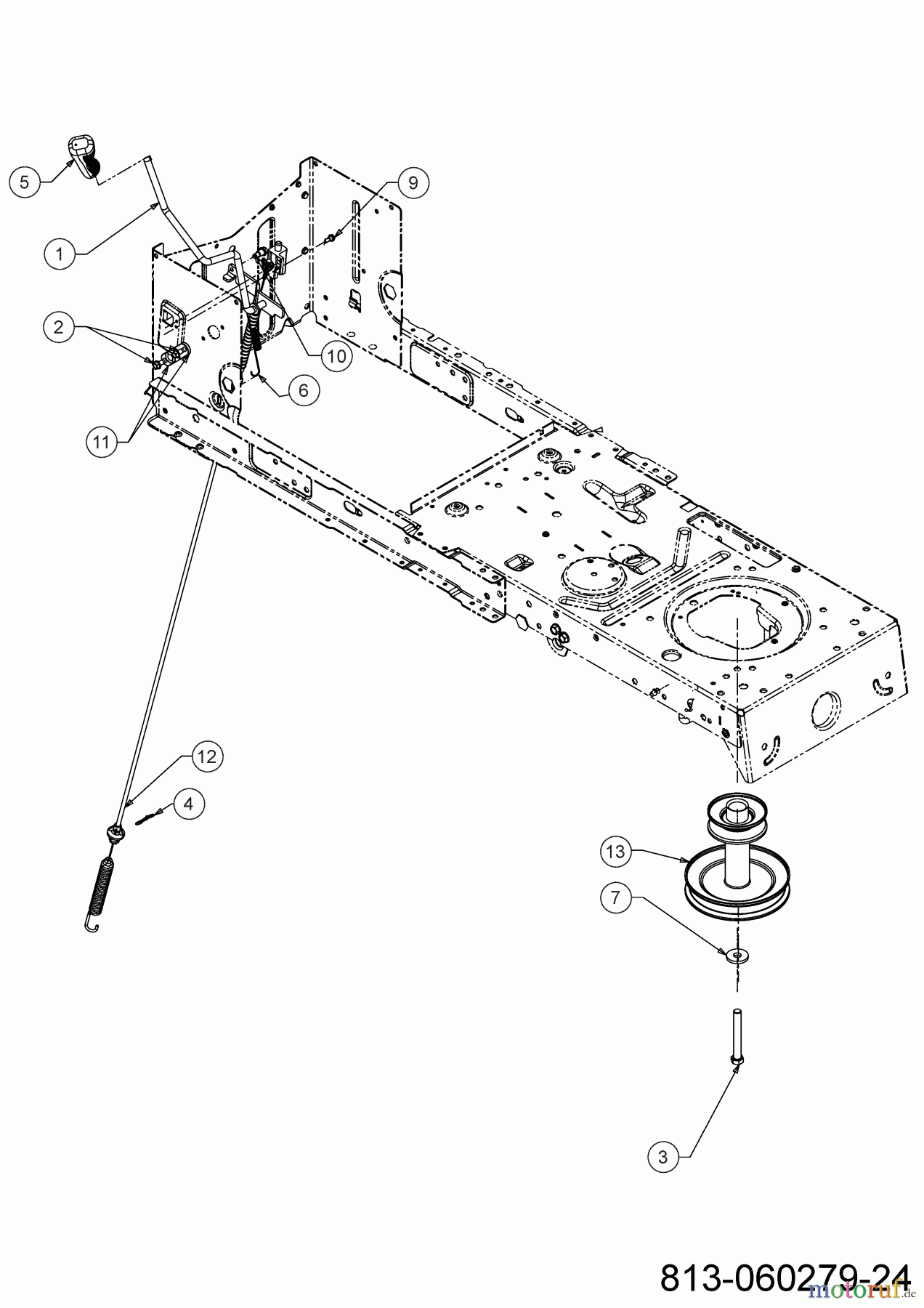 MTD Rasentraktoren Smart RF 125 13B776KF600 (2022) Mähwerkseinschaltung, Motorkeilriemenscheibe