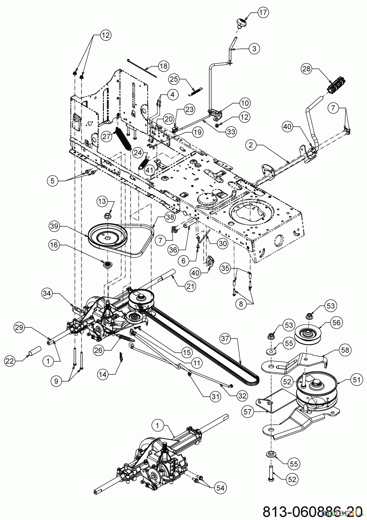 MTD Rasentraktoren Smart RG 145 13A877SS600 (2023) Fahrantrieb, Keilriemen, Pedal