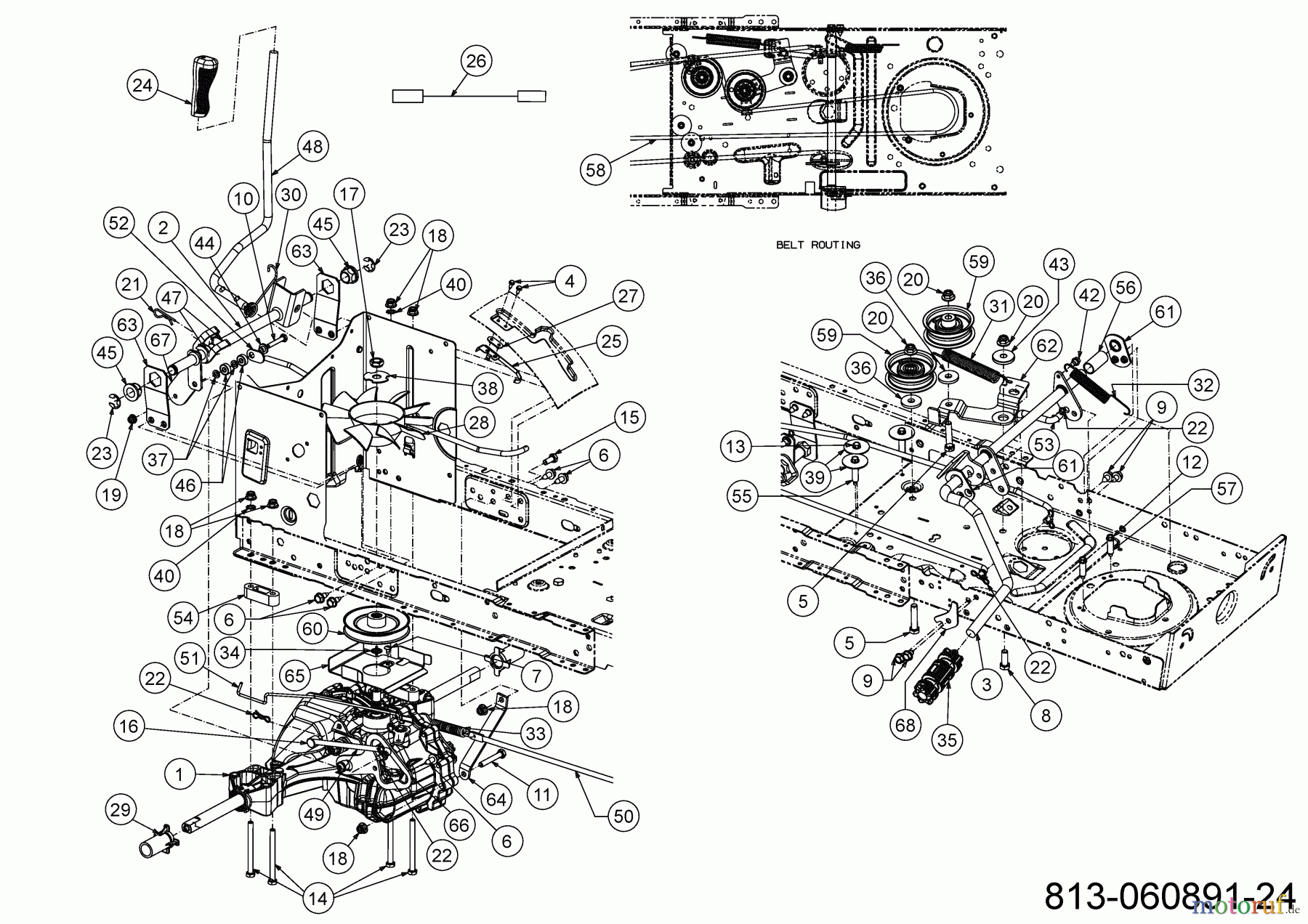 MTD Rasentraktoren Optima LG 200 H 13BJ79KG678 (2022) Fahrantrieb, Keilriemen, Pedal