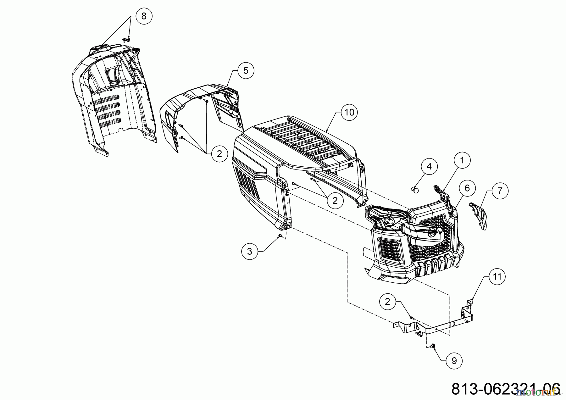  Troy-Bilt Rasentraktoren HORSE 105T-R 13AJ71BN609 (2023) Motorhaube
