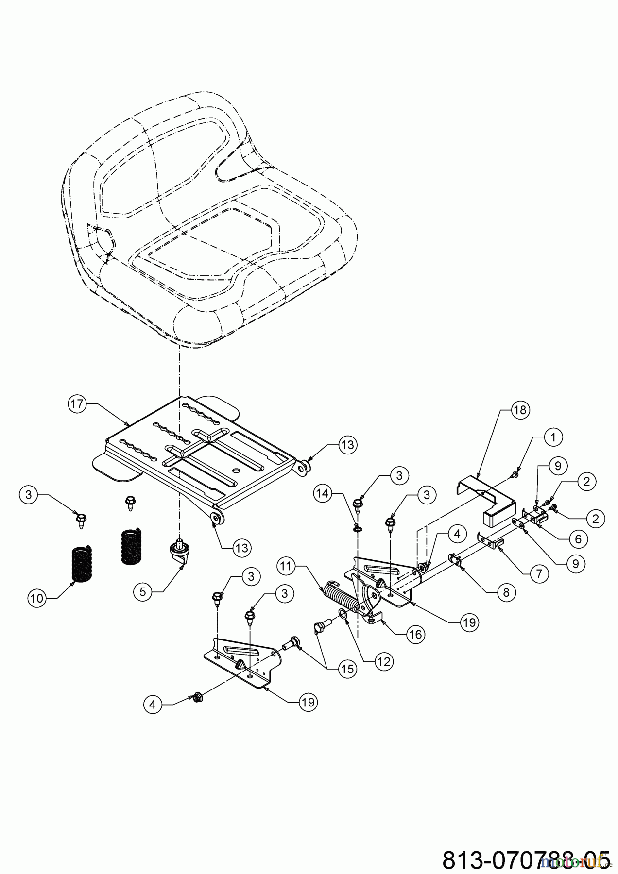 Troy-Bilt Rasentraktoren HORSE 107T-S 13AJ78BS609 (2023) Sitzverstellung