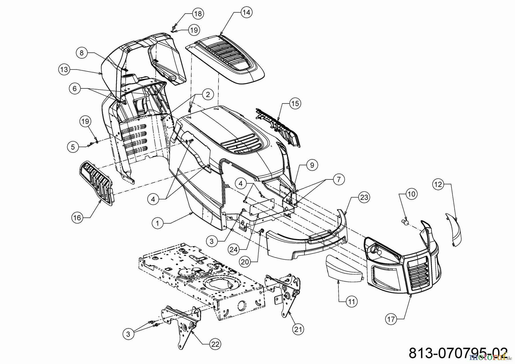 Bricolage Rasentraktoren INV A13092 AB 13A776SE648 (2022) Motorhaube