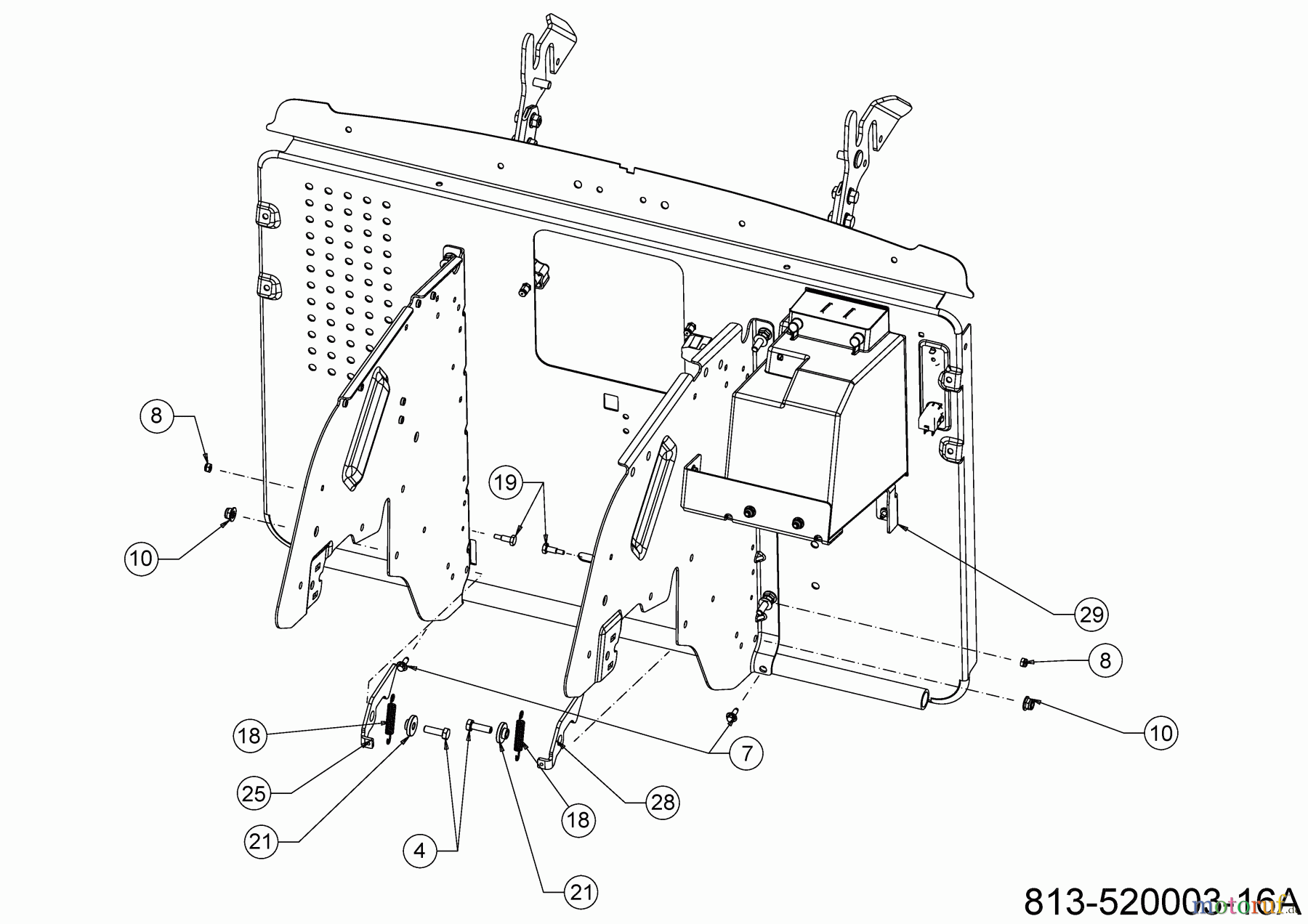 Greenbase Rasentraktoren V 222 I 13BAA1KR618 (2021) Anschlag Batterieabdeckung, Sperrklinken Grasfangsack