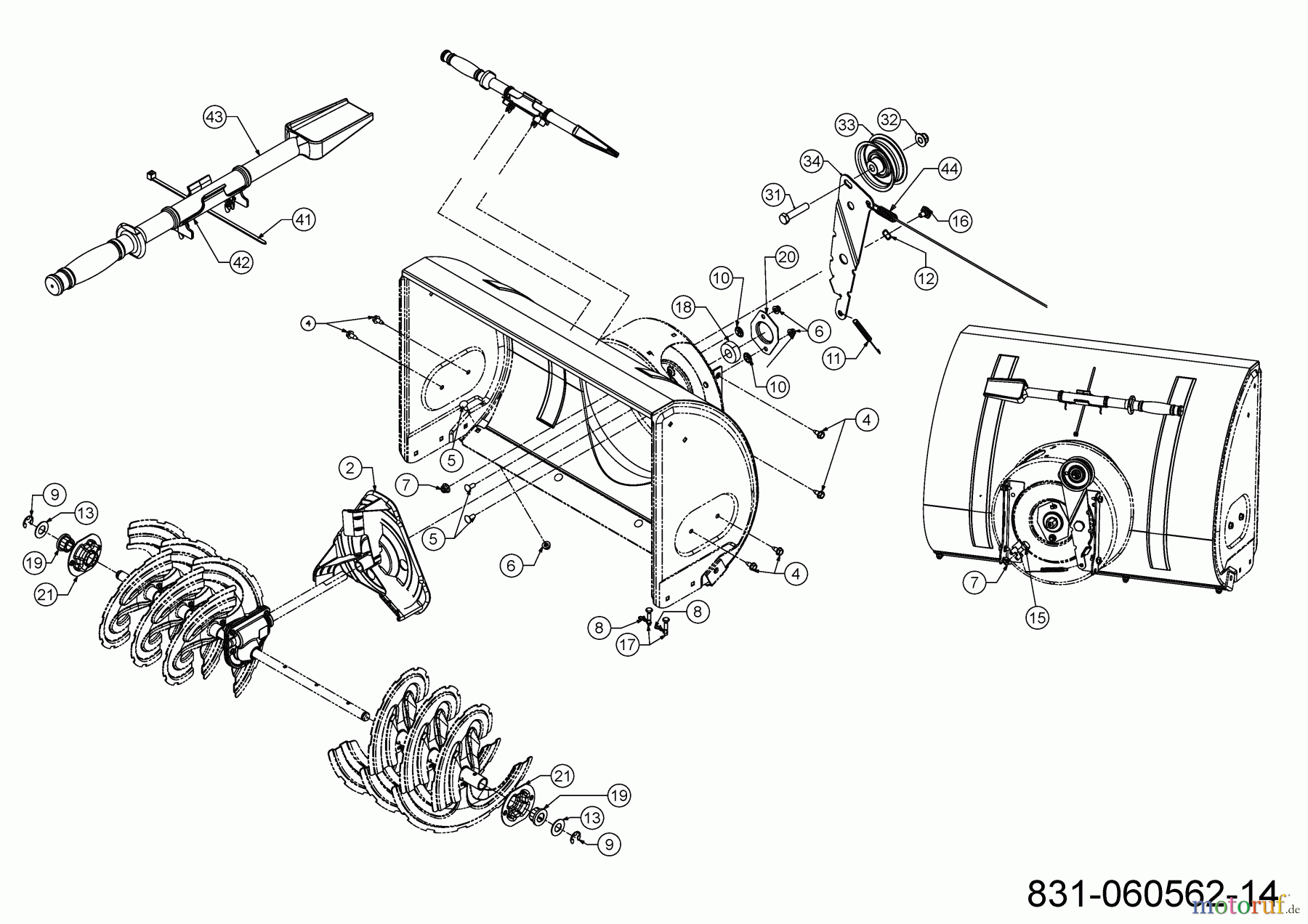 MTD Schneefräsen SMART M 61 31A-6BE2678 (2023) Schaufelrad, Spannrolle, Reinigungswerkzeug