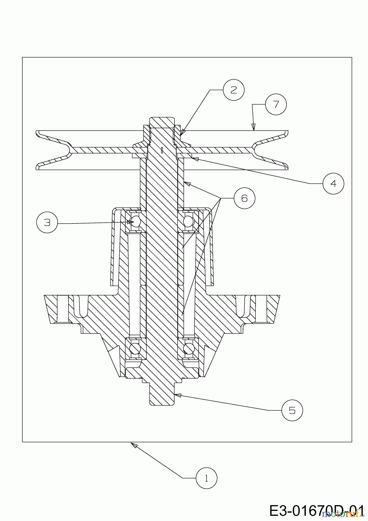 Troy-Bilt Rasentraktoren HORSE 105T-R 13AJ71BN609 (2023) Messerspindel 618-0609D / 918-0609D