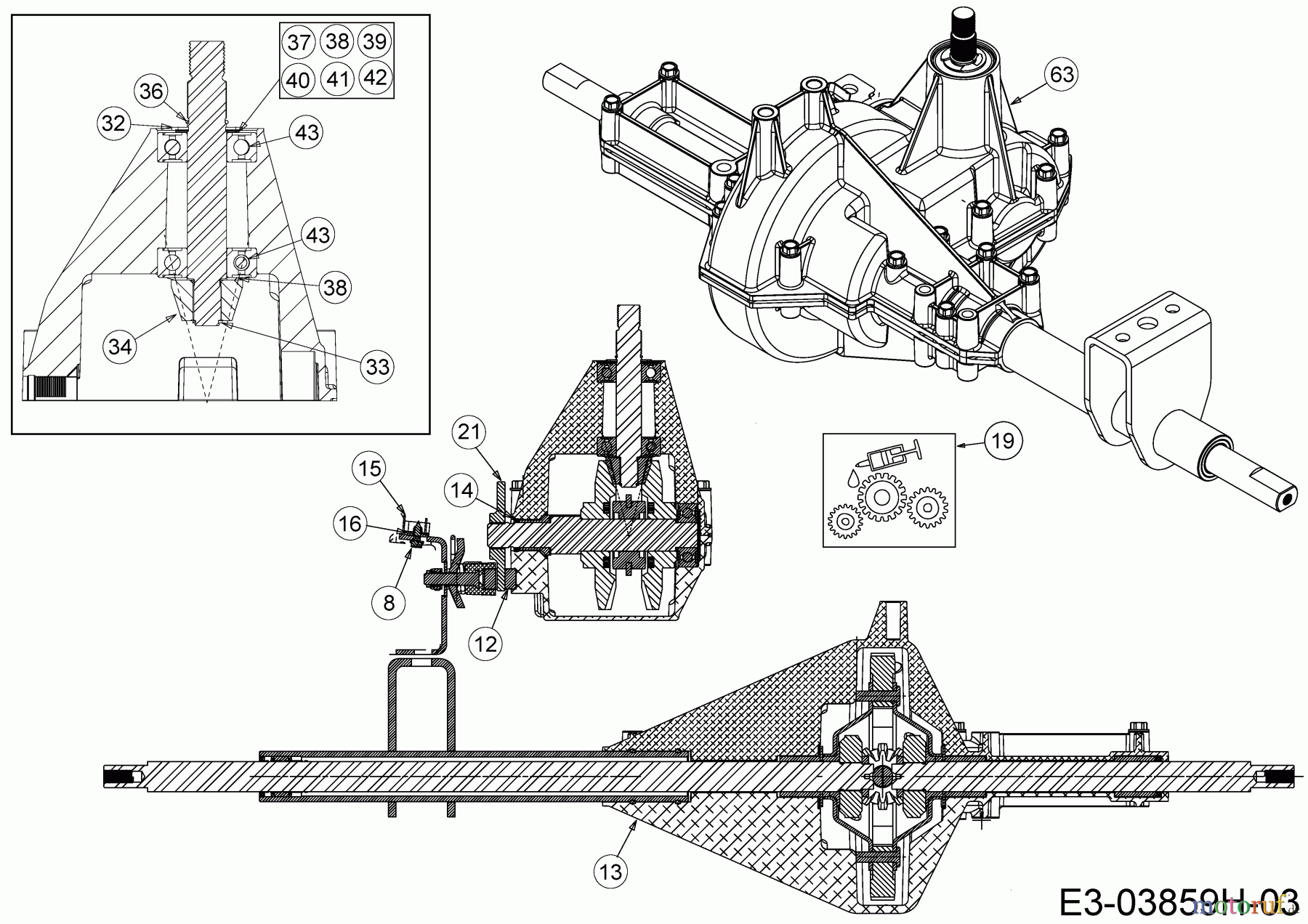 MTD Rasentraktoren MTD 92 13A7765E600 (2019) Getriebe 1