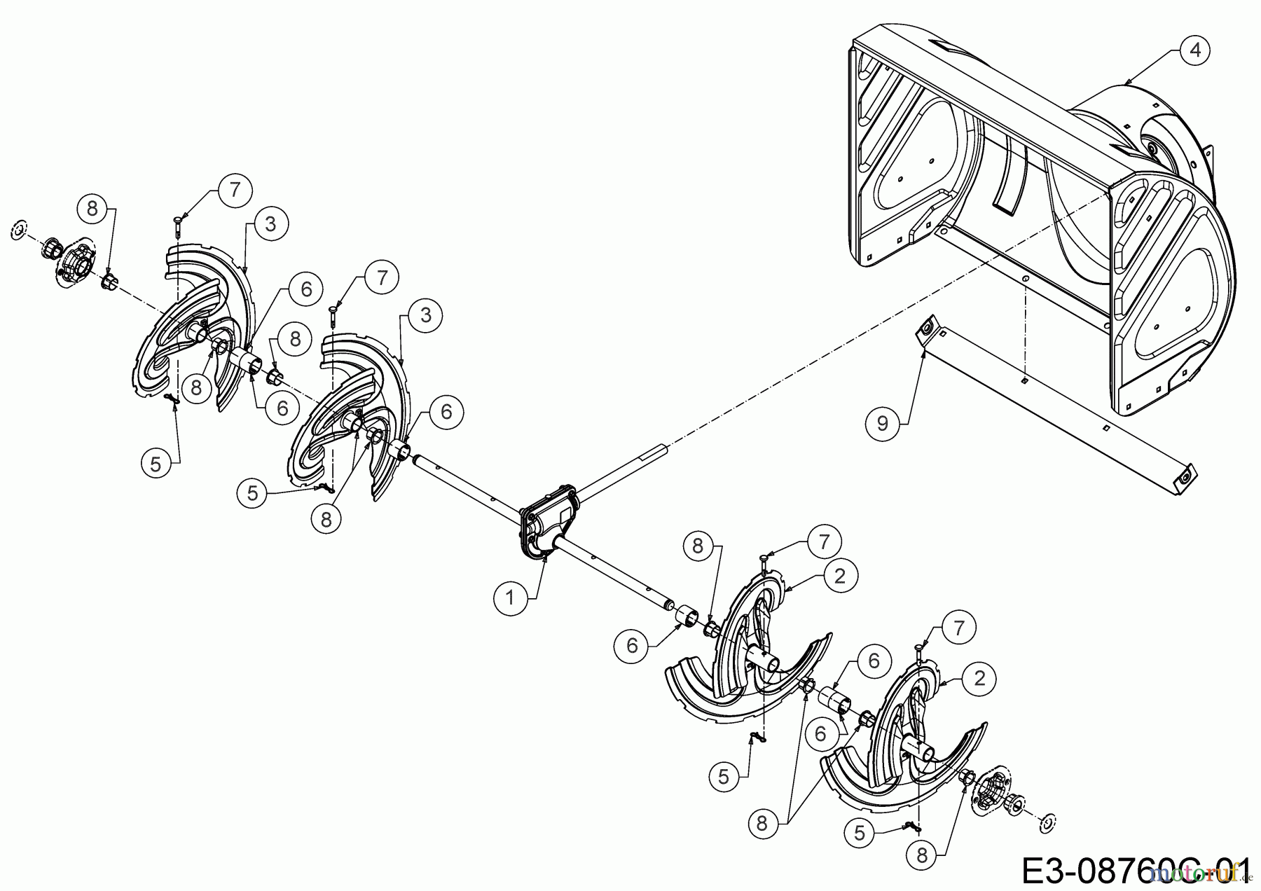 MTD Schneefräsen Optima ME 66 T 31BY7FT3678 (2022) Fräsgehäuse, Schnecke, Schneckenantrieb