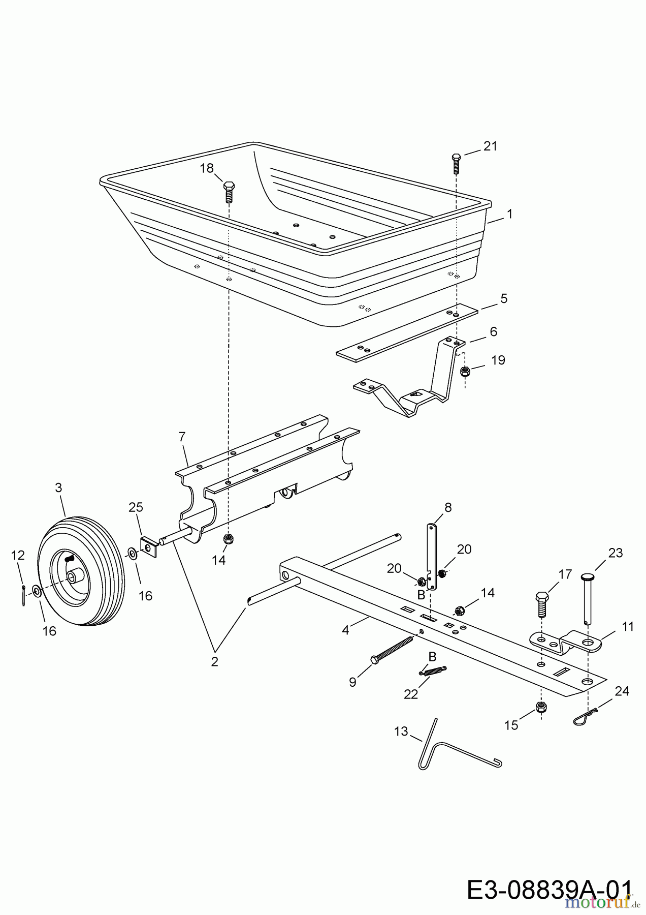 MTD Zubehör Zubehör Garten- und Rasentraktoren Anhänger 45-03481-100 (196-506-000) 196-506-000 (2019) Grundgerät