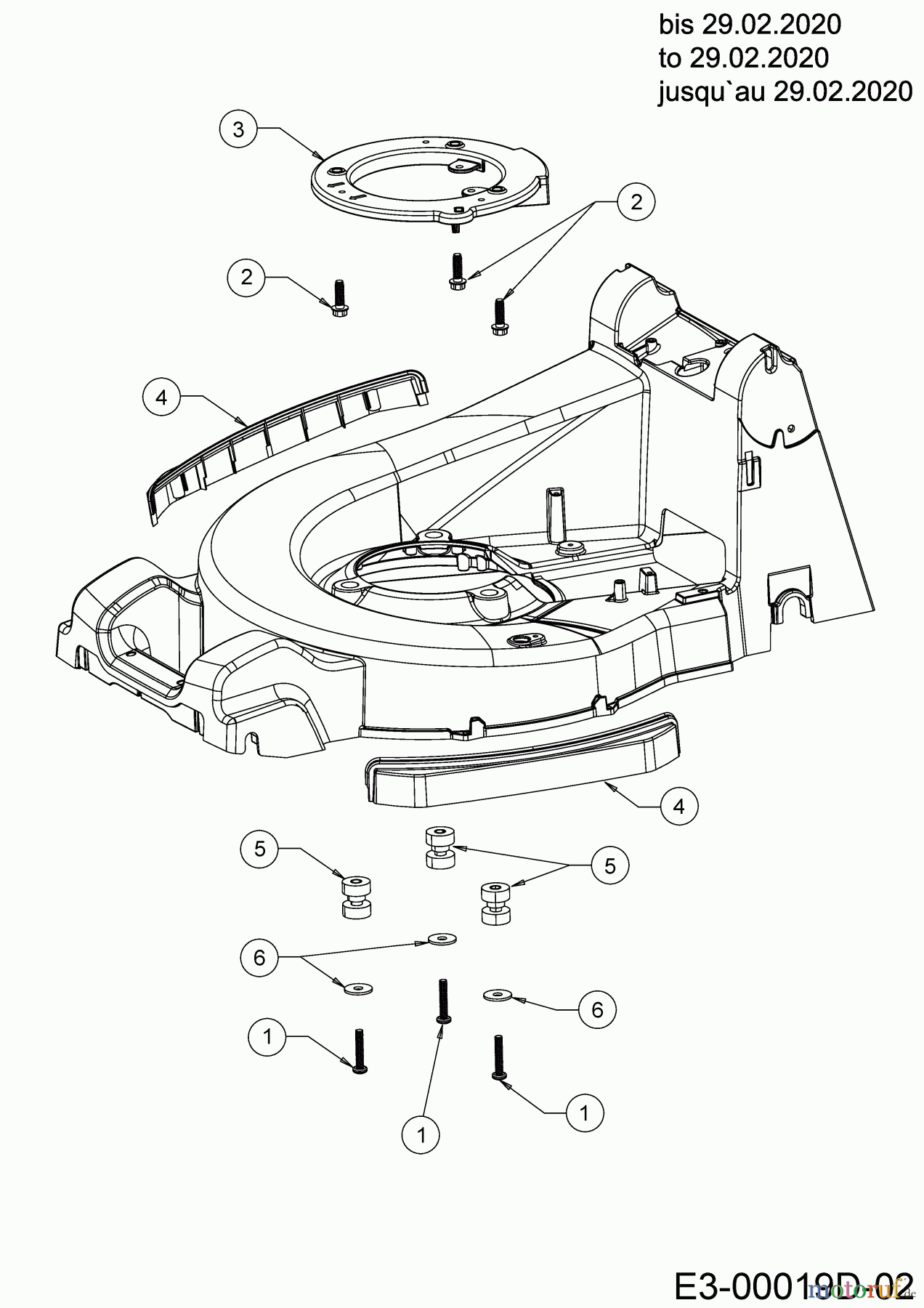 Cub Cadet Motormäher mit Antrieb XM2 ER53 12AQZAEQ603 (2020) Stoßdämpfer, Zwischenring Motor bis 29.02.2020