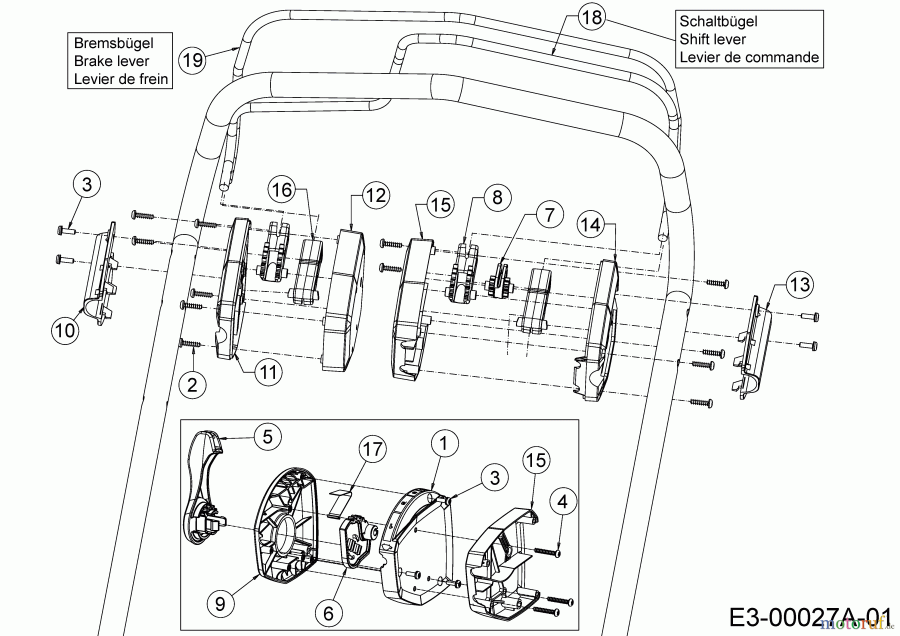  Cub Cadet Motormäher mit Antrieb XM2 DR46 12AQYADQ603 (2020) Bremsbügel, Geschwindigkeitsregelung, Schaltbügel