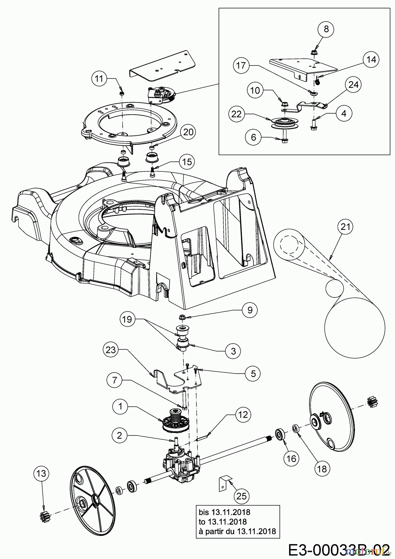 Cub Cadet Motormäher mit Antrieb XM2 DR46S 12ABYADQ603 (2019) Getriebe, Keilriemen, Variator