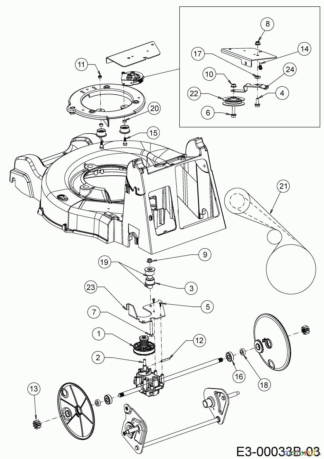 Cub Cadet Motormäher mit Antrieb XM2 DR46SA 12ABYAKC603 (2019) Getriebe, Keilriemen, Variator