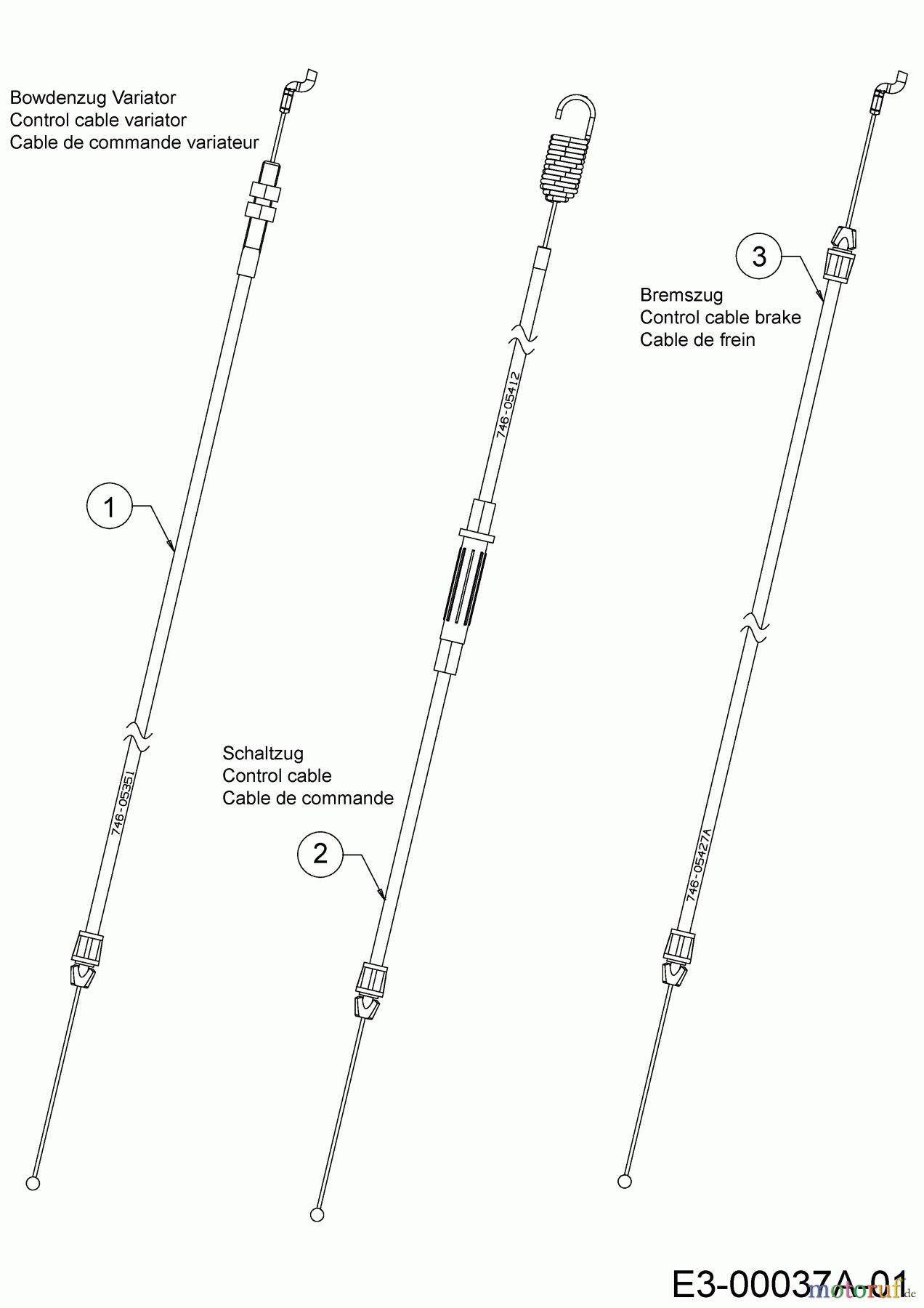 Cub Cadet Motormäher mit Antrieb XM2 ER53 12AQZALQ603 (2019) Bowdenzüge