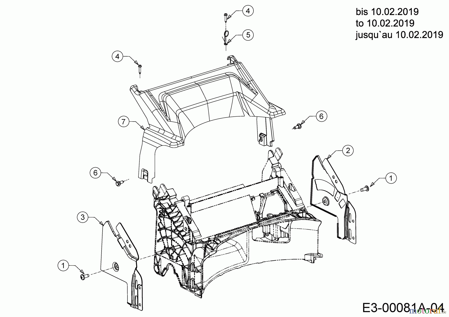 Cub Cadet Motormäher mit Antrieb LM2 DR53 12D-PRKC603 (2019) Abdeckung hinten, Holmbraketten (1)