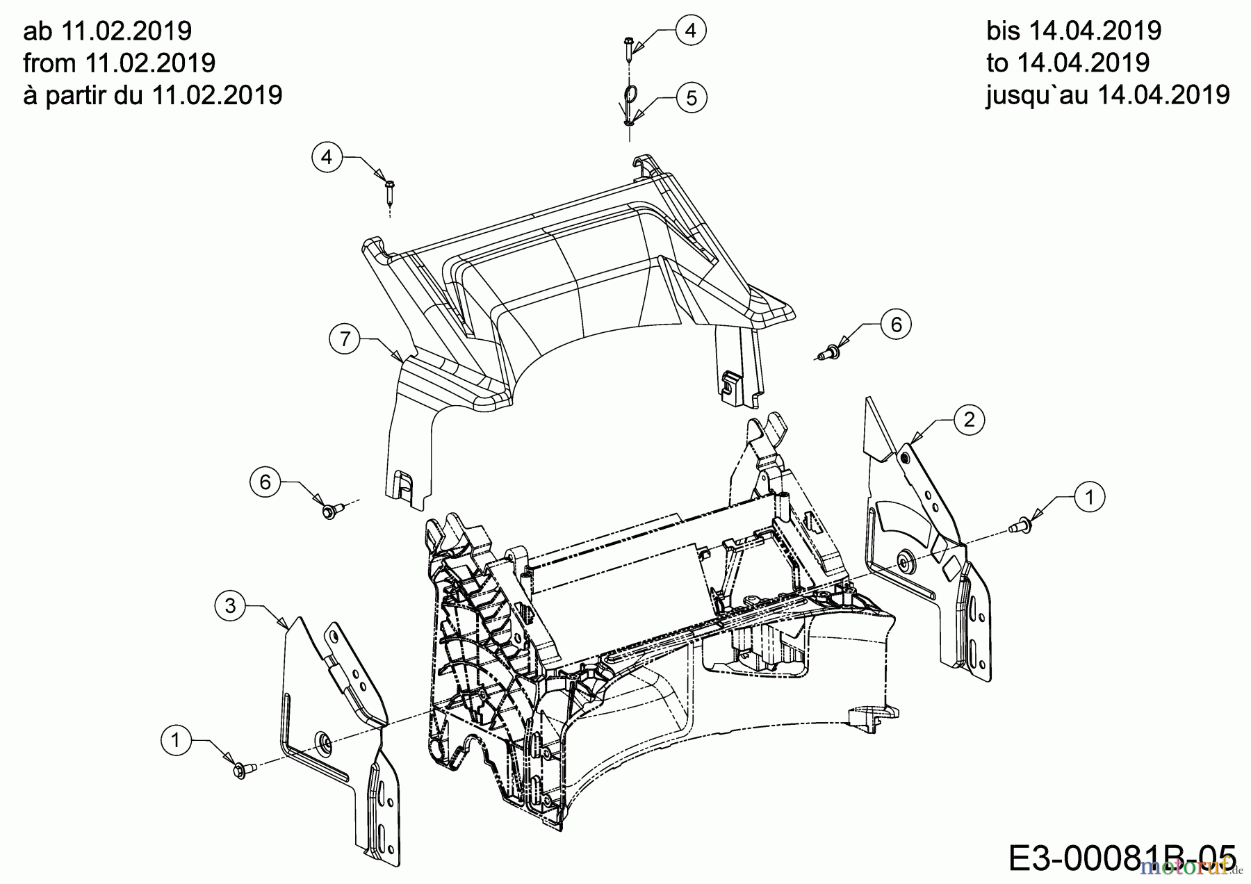 Cub Cadet Motormäher mit Antrieb LM3 ER53S 12BBPV7D603 (2019) Abdeckung hinten, Holmbraketten (5)