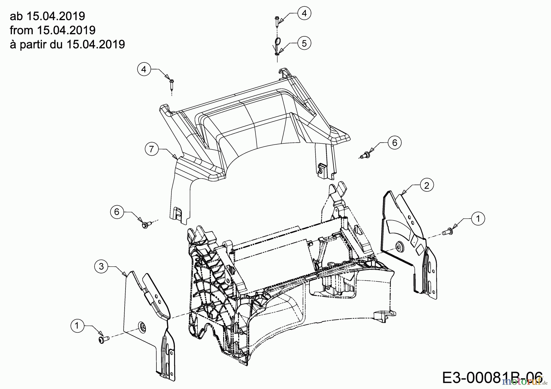  Cub Cadet Motormäher mit Antrieb LM3 ER53S 12BBPV7D603 (2019) Abdeckung hinten, Holmbraketten (6)