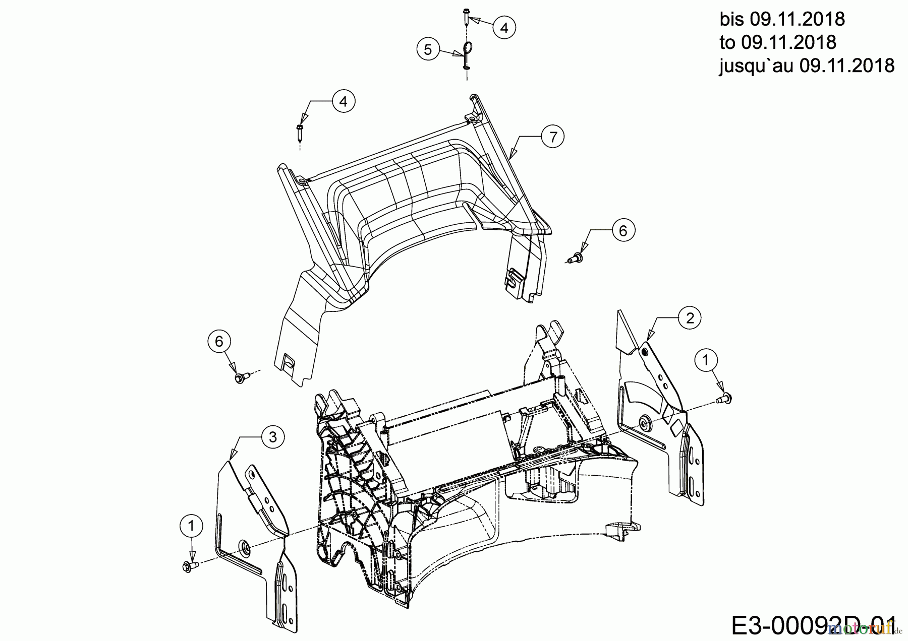 Cub Cadet Motormäher mit Antrieb LM2 DR46S 12CBTQKC603 (2019) Abdeckung hinten, Holmbraketten bis 09.11.2018