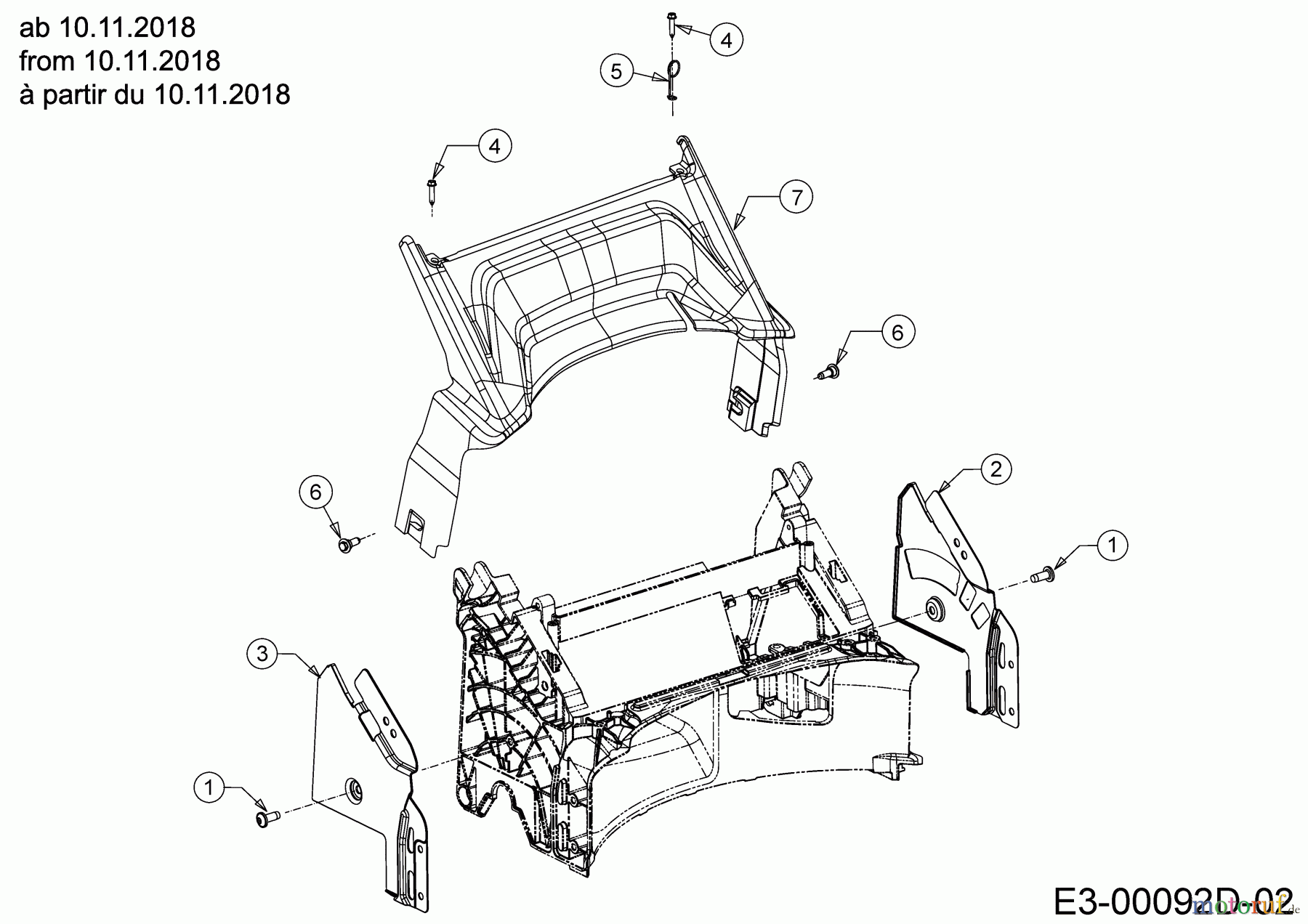 Cub Cadet Motormäher mit Antrieb LM2 DR46S 12CBTQKC603 (2019) Abdeckung hinten, Holmbraketten ab 10.11.2018