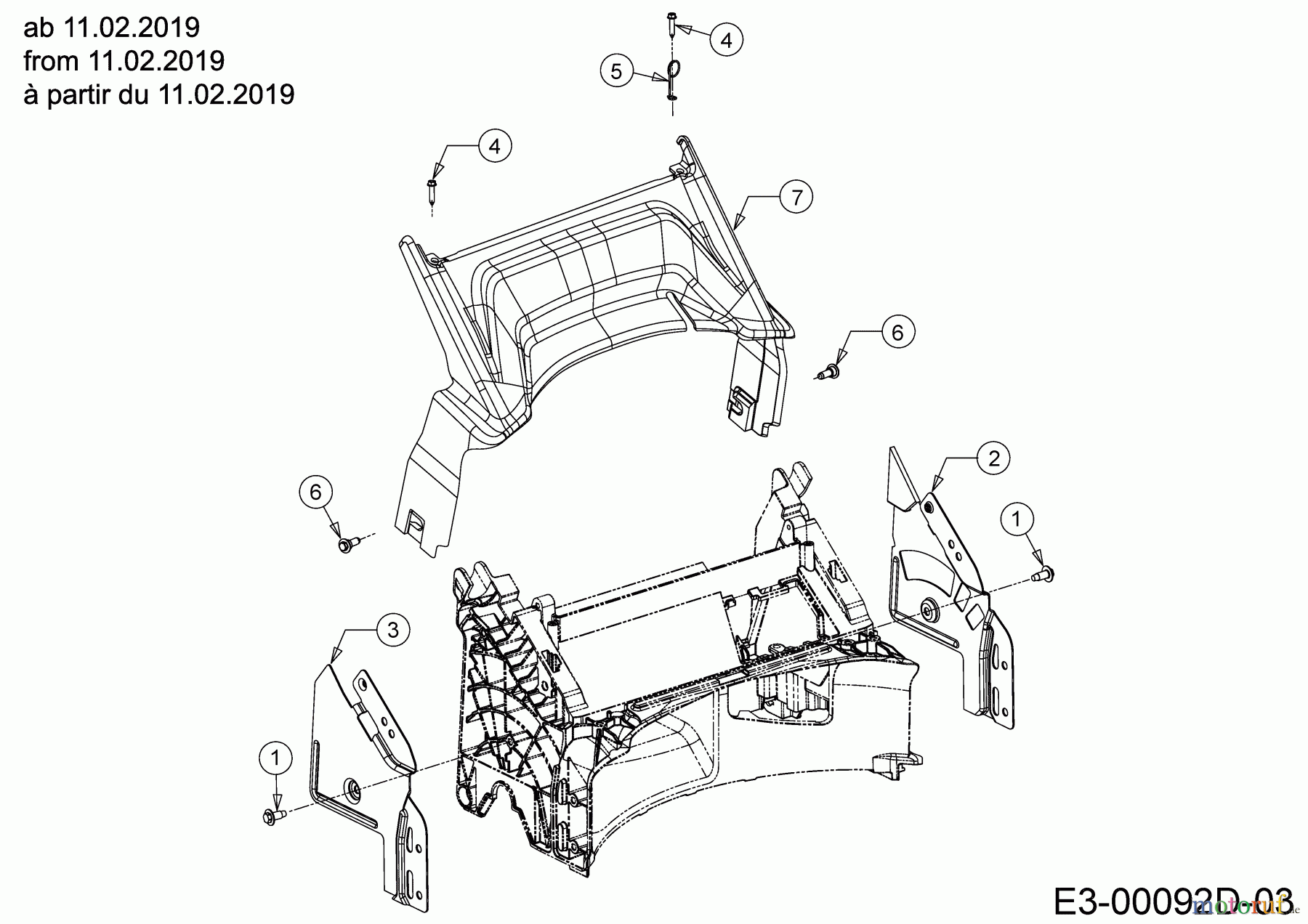 Cub Cadet Motormäher mit Antrieb LM2 DR46S 12CBTQKC603 (2019) Abdeckung hinten, Holmbraketten ab 11.02.2019