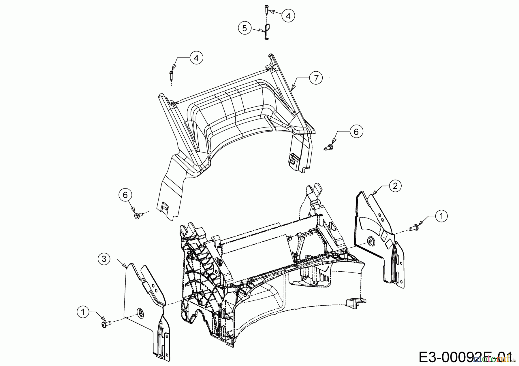 Cub Cadet Motormäher mit Antrieb LM3 CRC46S 12ABTVSC603 (2020) Abdeckung hinten, Holmbraketten