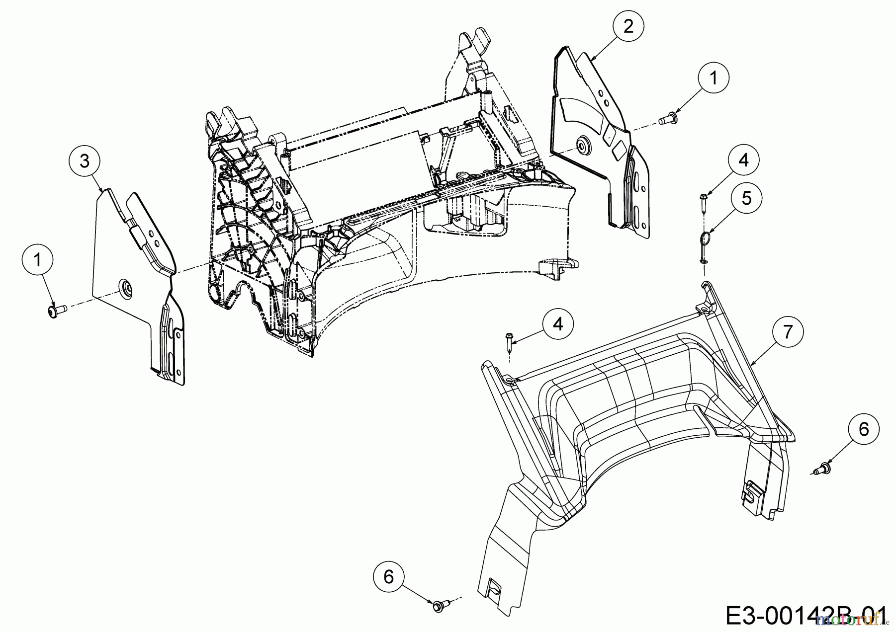  Cub Cadet Motormäher mit Antrieb LM1 AR42 12A-LQMG603 (2019) Abdeckung hinten, Holmbraketten