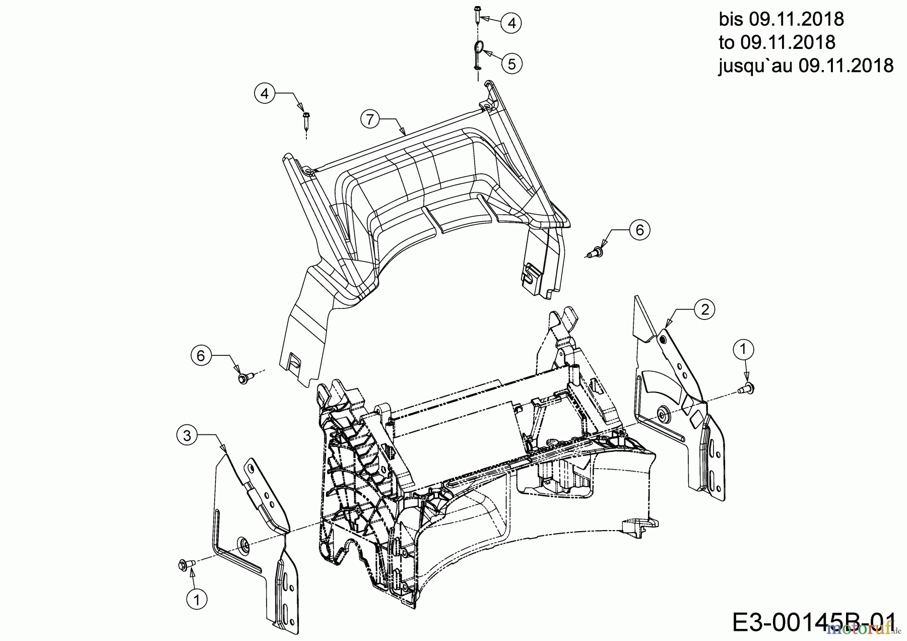 Cub Cadet Motormäher mit Antrieb LM2 DR46ES 12CCTQS7603 (2019) Abdeckung hinten bis 09.11.2018