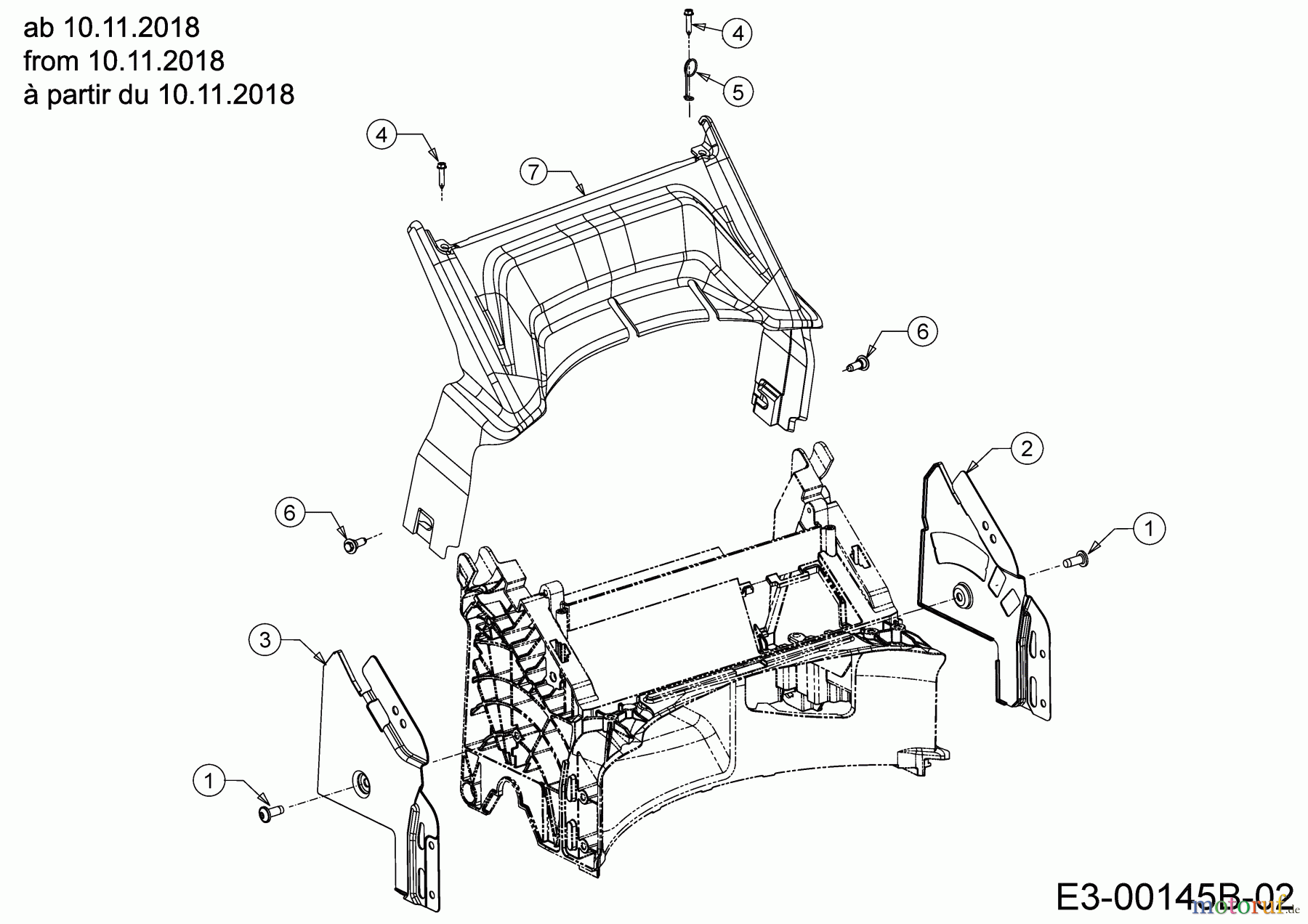 Cub Cadet Motormäher mit Antrieb LM2 DR46ES 12BCTQS7603 (2019) Abdeckung hinten ab 10.11.2018