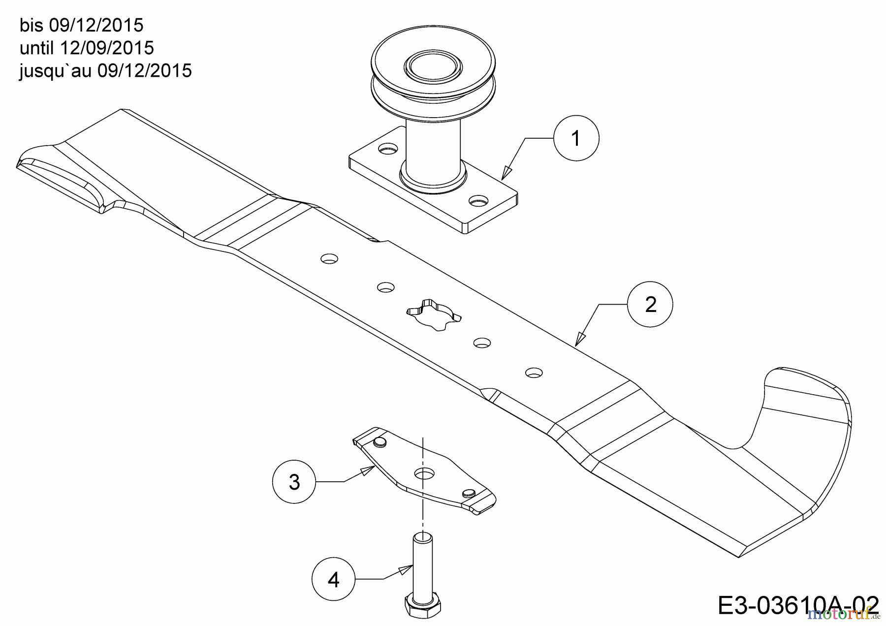 Cub Cadet Motormäher mit Antrieb CC 46 SPO V 12ABTQKC603 (2016) Messer, Messeraufnahme bis 09/12/2015