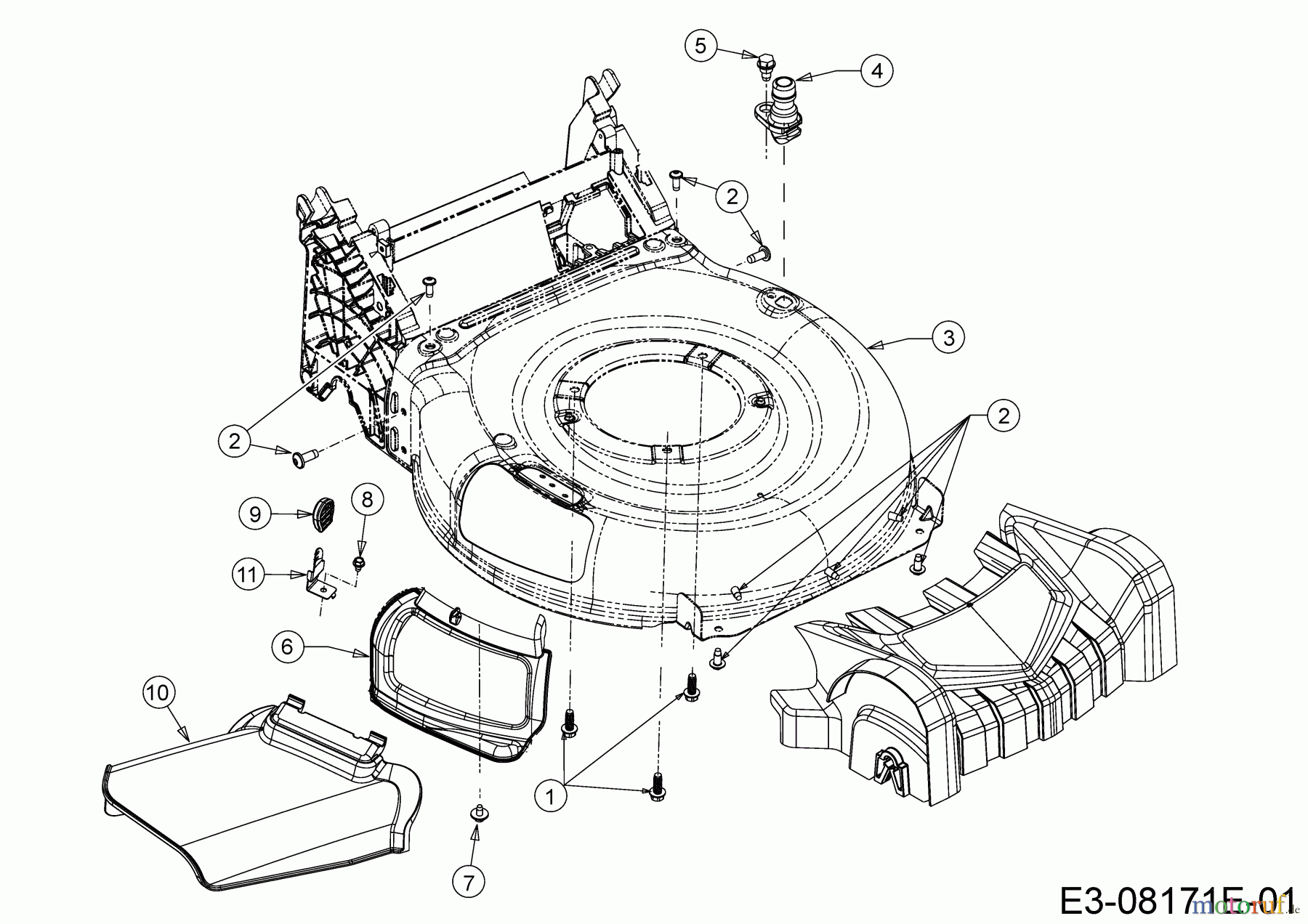 Cub Cadet Motormäher mit Antrieb LM3 CRC46S 12ABTVSC603 (2020) Deflektor, Mähwerksgehäuse, Mulchklappe, Waschdüse