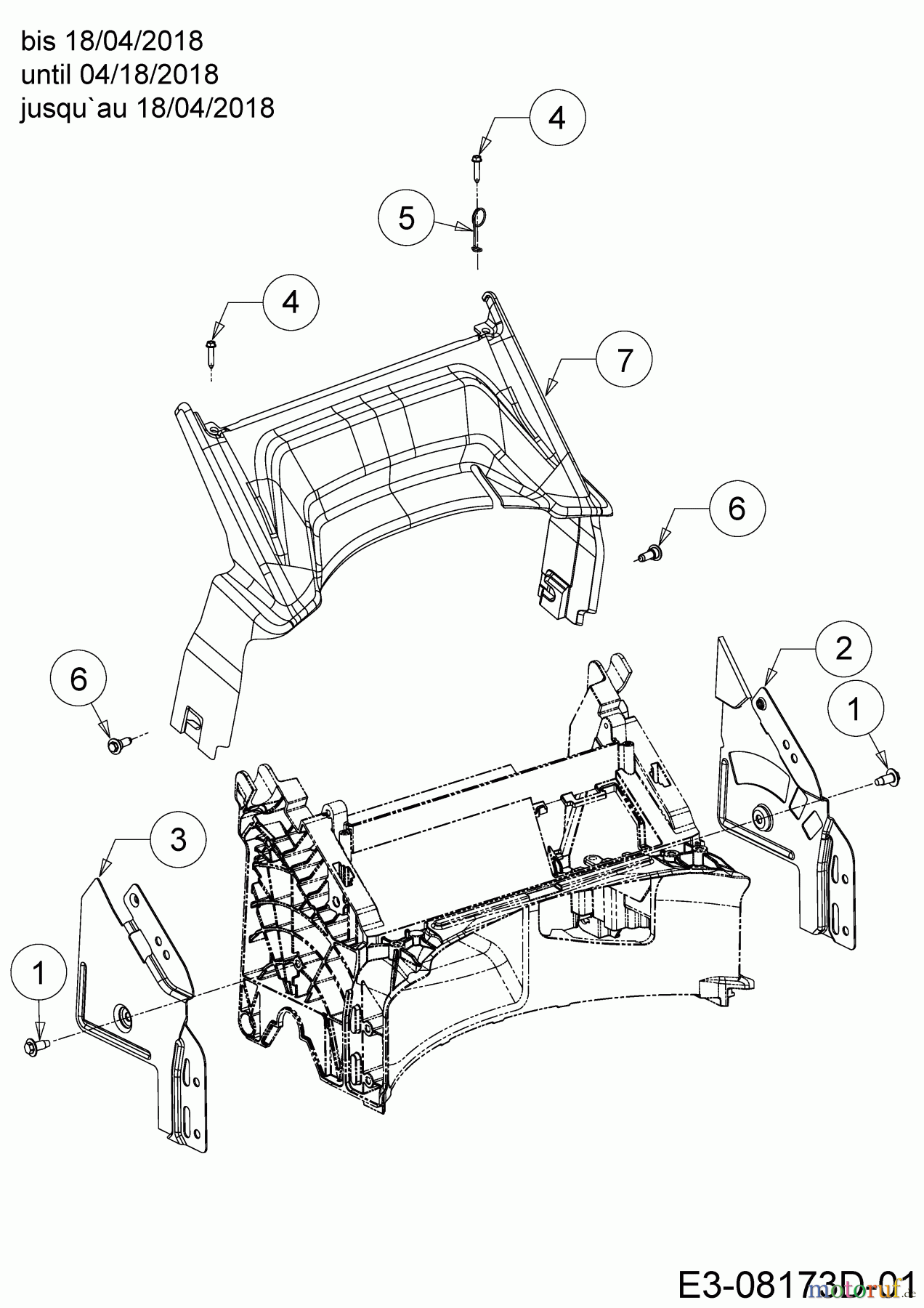  Cub Cadet Motormäher mit Antrieb LM3 CRC46S 12ABTVSC603  (2018) Abdeckung hinten bis 18/04/2018