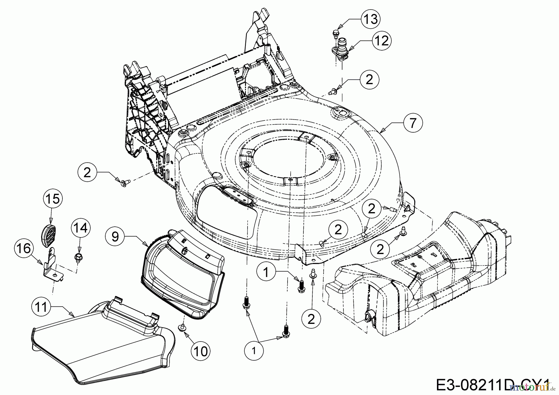 Cub Cadet Motormäher mit Antrieb LM2 DR53 12C-PRKC603 (2019) Deflektor, Mähwerksgehäuse, Mulchklappe, Waschdüse