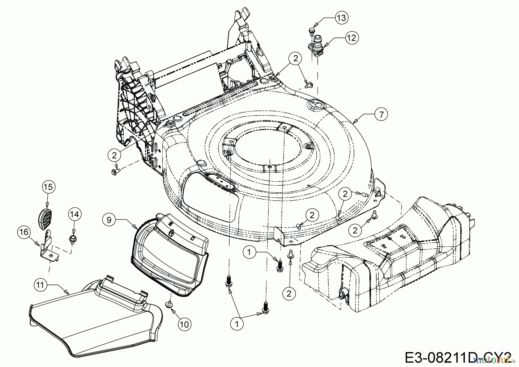 Cub Cadet Motormäher mit Antrieb LM3 CR53S 12CBPV5L603 (2019) Deflektor, Mähwerksgehäuse, Mulchklappe, Waschdüse