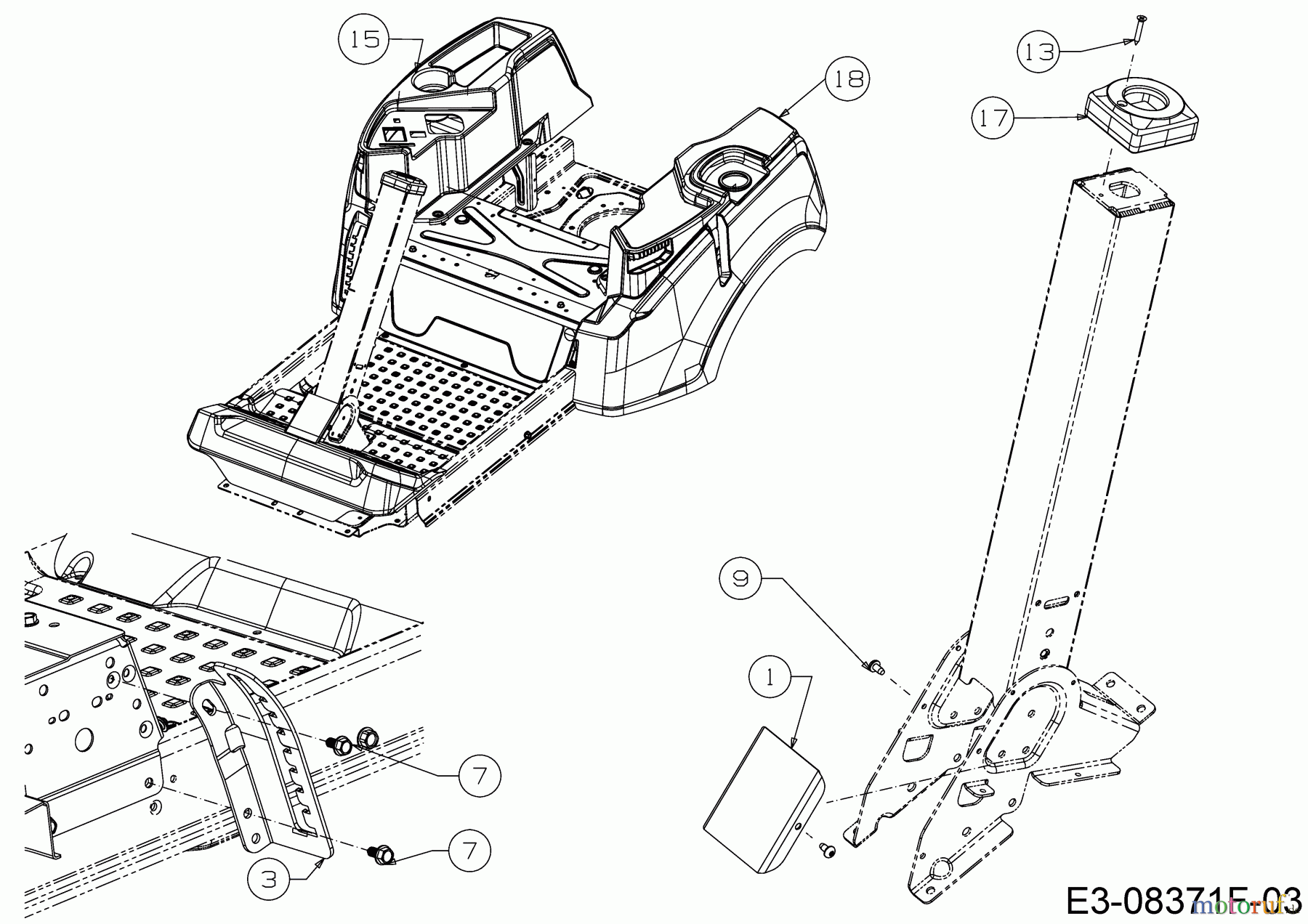 Cub Cadet Zero Turn XZ2 107 17CICBDS603 (2019) Deckel Lenksäule, Tankverkleidung
