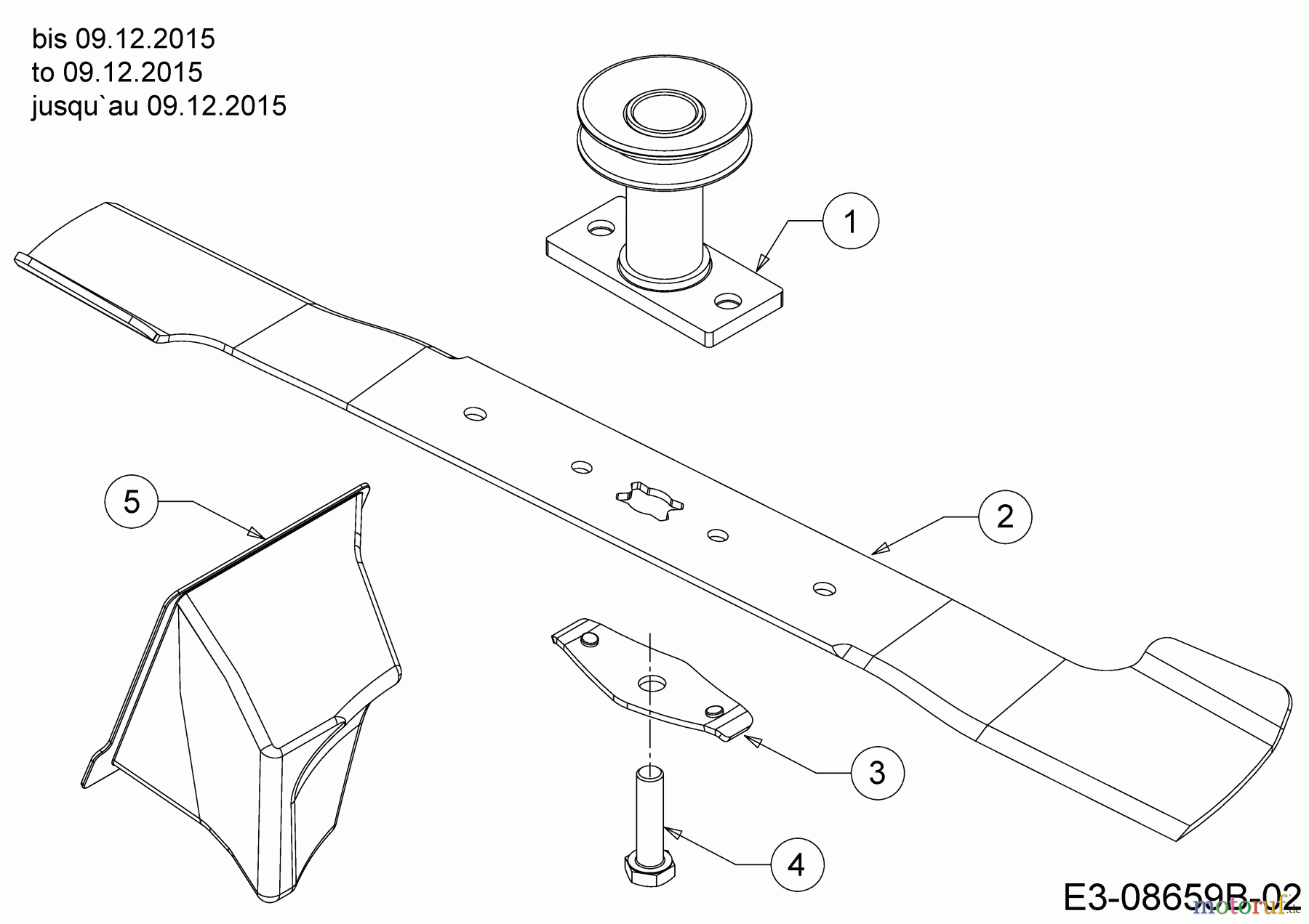  Cub Cadet Motormäher mit Antrieb CC 53 SPOE V HW 12ACPVS7603  (2016) Messer, Messeraufnahme, Mulchstopfen bis 09/12/2015