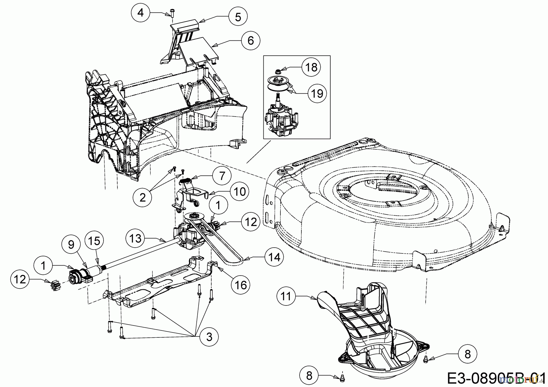 Cub Cadet Motormäher mit Antrieb LM3 DR53S 12BBPVKC603 (2019) Getriebe, Keilriemen