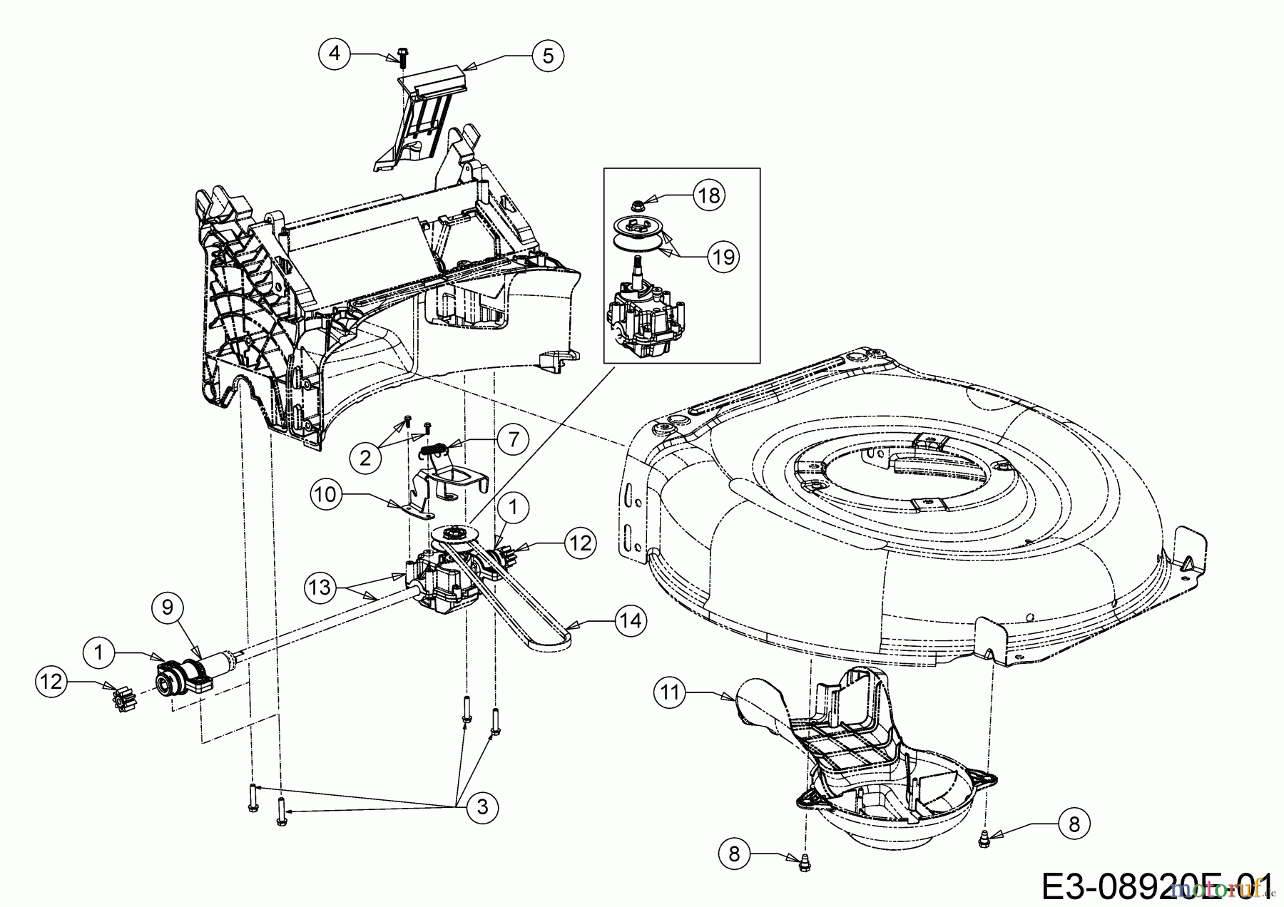 Cub Cadet Motormäher mit Antrieb LM3 CRC46S 12ABTVSC603 (2020) Getriebe, Keilriemen