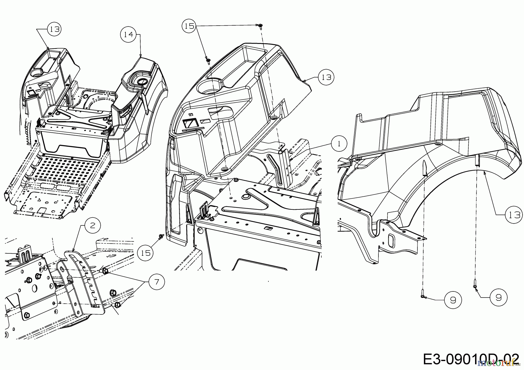 Cub Cadet Zero Turn XZ1 127 17CICACQ603 (2020) Trägerplatte Tank, Tankverkleidung