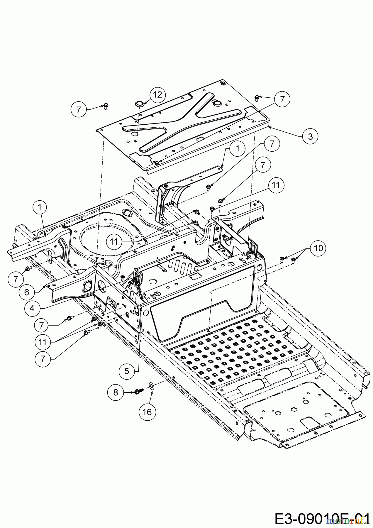 Cub Cadet Zero Turn XZ1 127 17CICACQ603 (2019) Trägerplatte Tank, Tankverkleidung