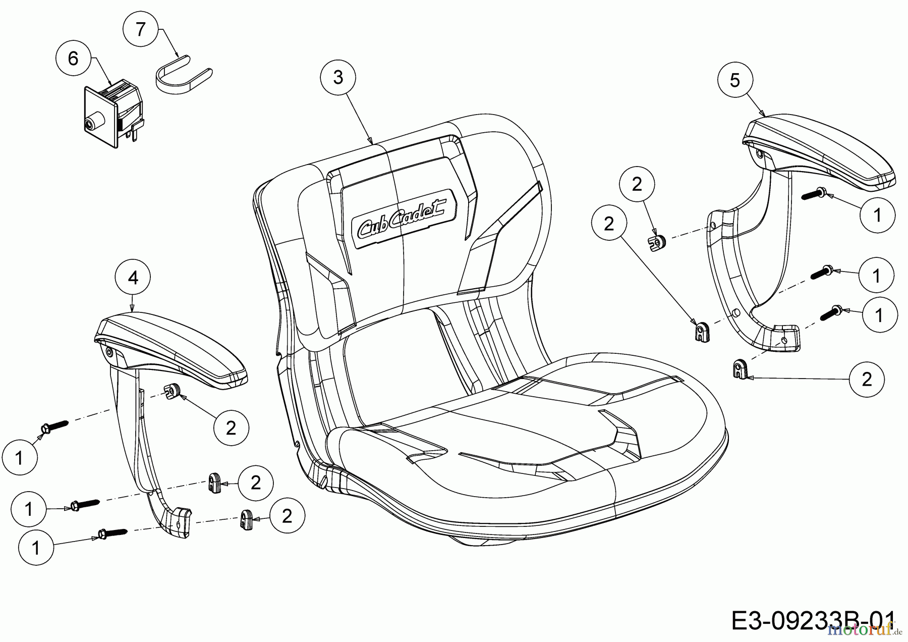 Cub Cadet Rasentraktoren XT3 QR95 13DFA5CB603 (2019) Sitz, Sitzschalter