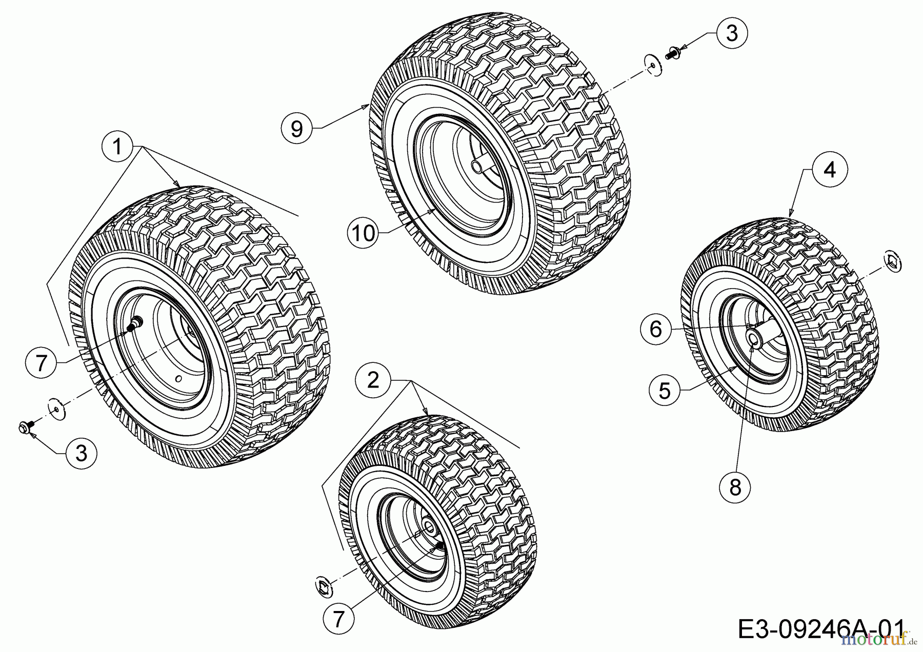 Cub Cadet Rasentraktoren XT1 OS96 13B8A1CF603 (2020) Räder 15x6 / 20x10