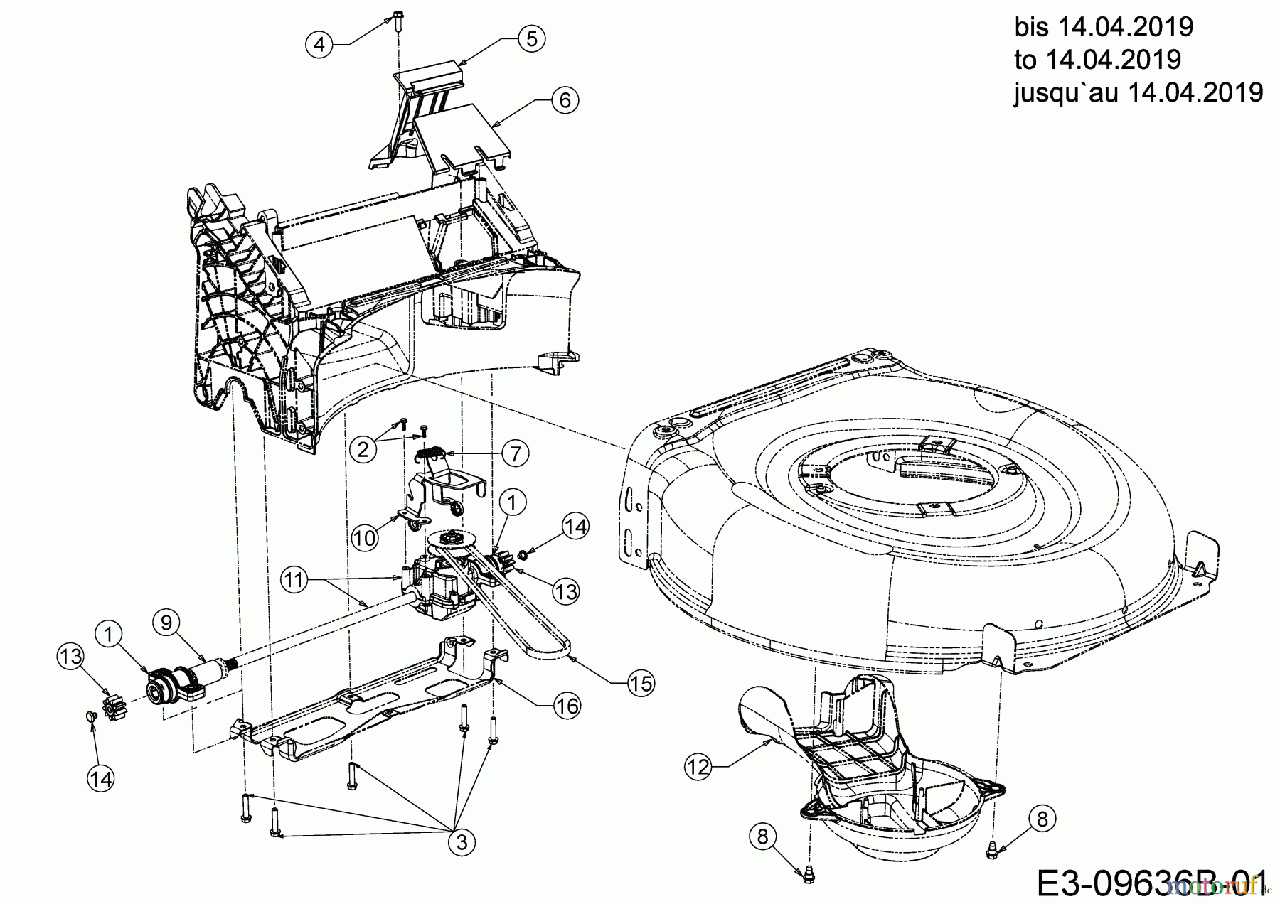 Cub Cadet Motormäher mit Antrieb LM2 DR46ES 12CCTQS7603 (2019) Getriebe, Keilriemen bis 14.04.2019