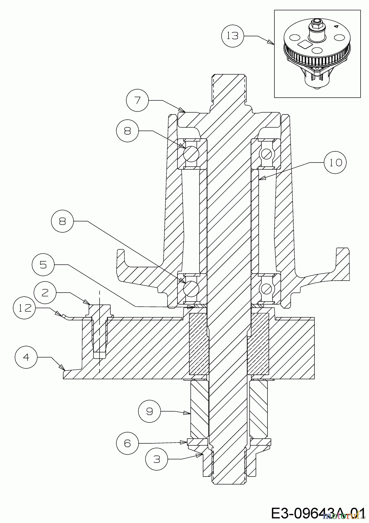 Cub Cadet Motormäher mit Antrieb XM3 KR84ES 12AE764U603 (2019) Messerspindel 618-04439C