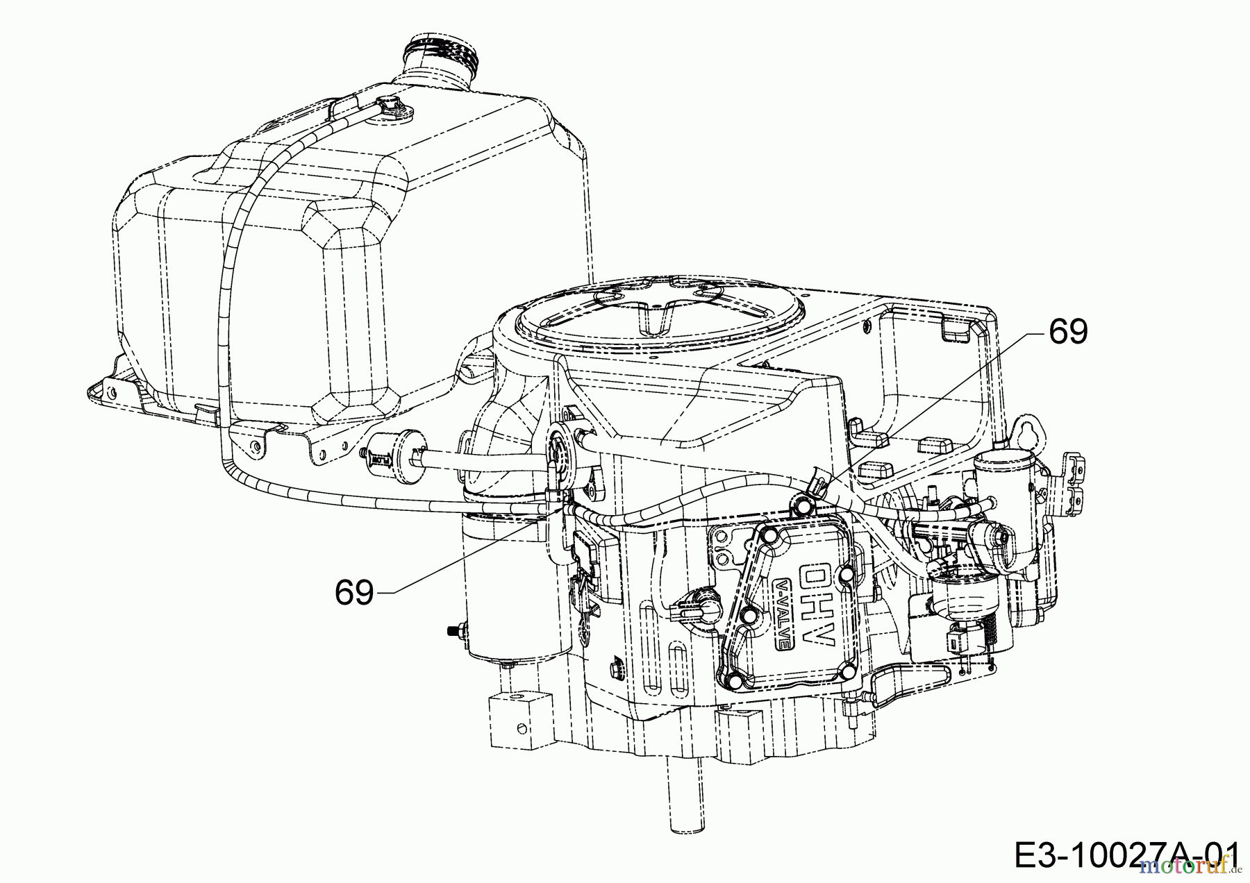 Cub Cadet Rasentraktoren XT3 QR95 13BFA5CB603 (2020) Benzinleitung