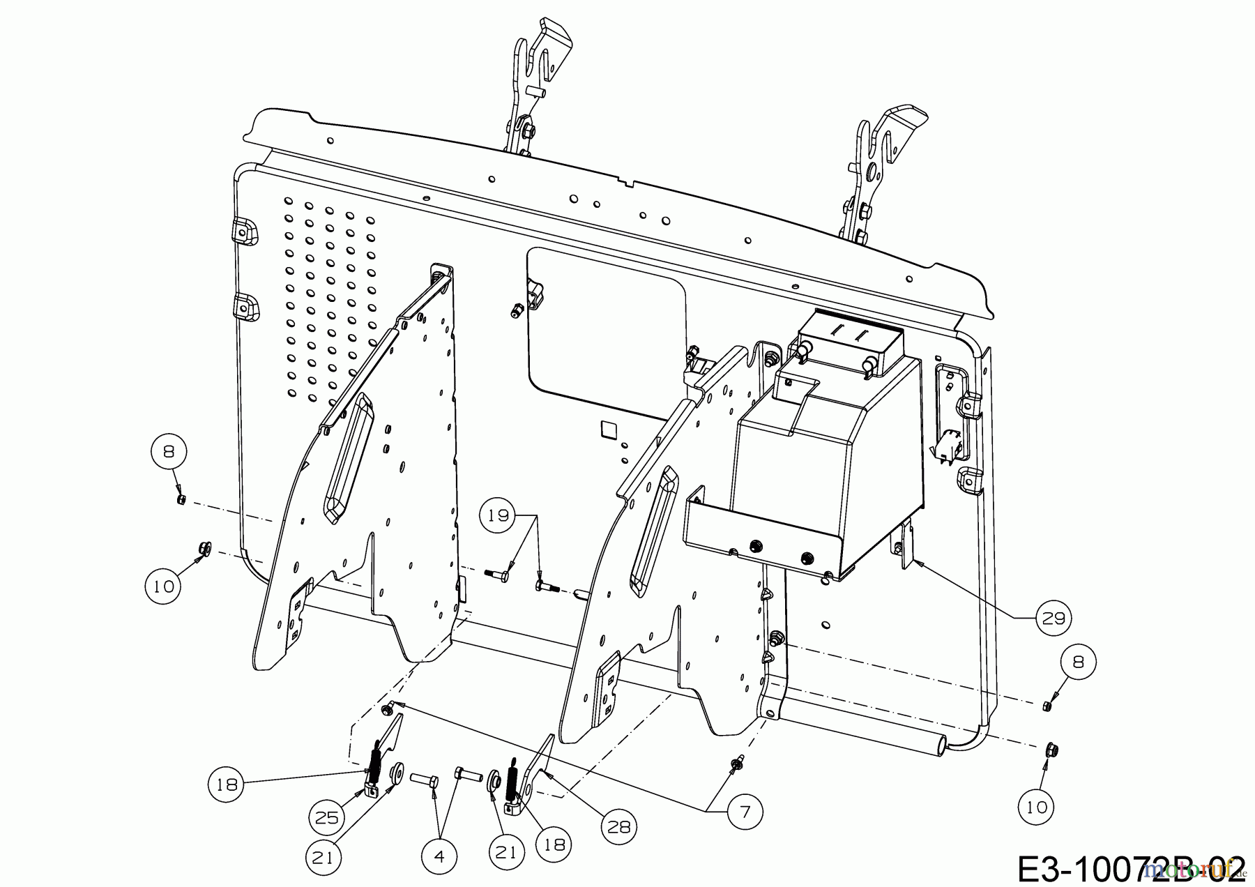 Cub Cadet Rasentraktoren XT1 OR106 BS 13ALA1CR603 (2020) Anschlag Batterieabdeckung, Sperrklinken Grasfangsack