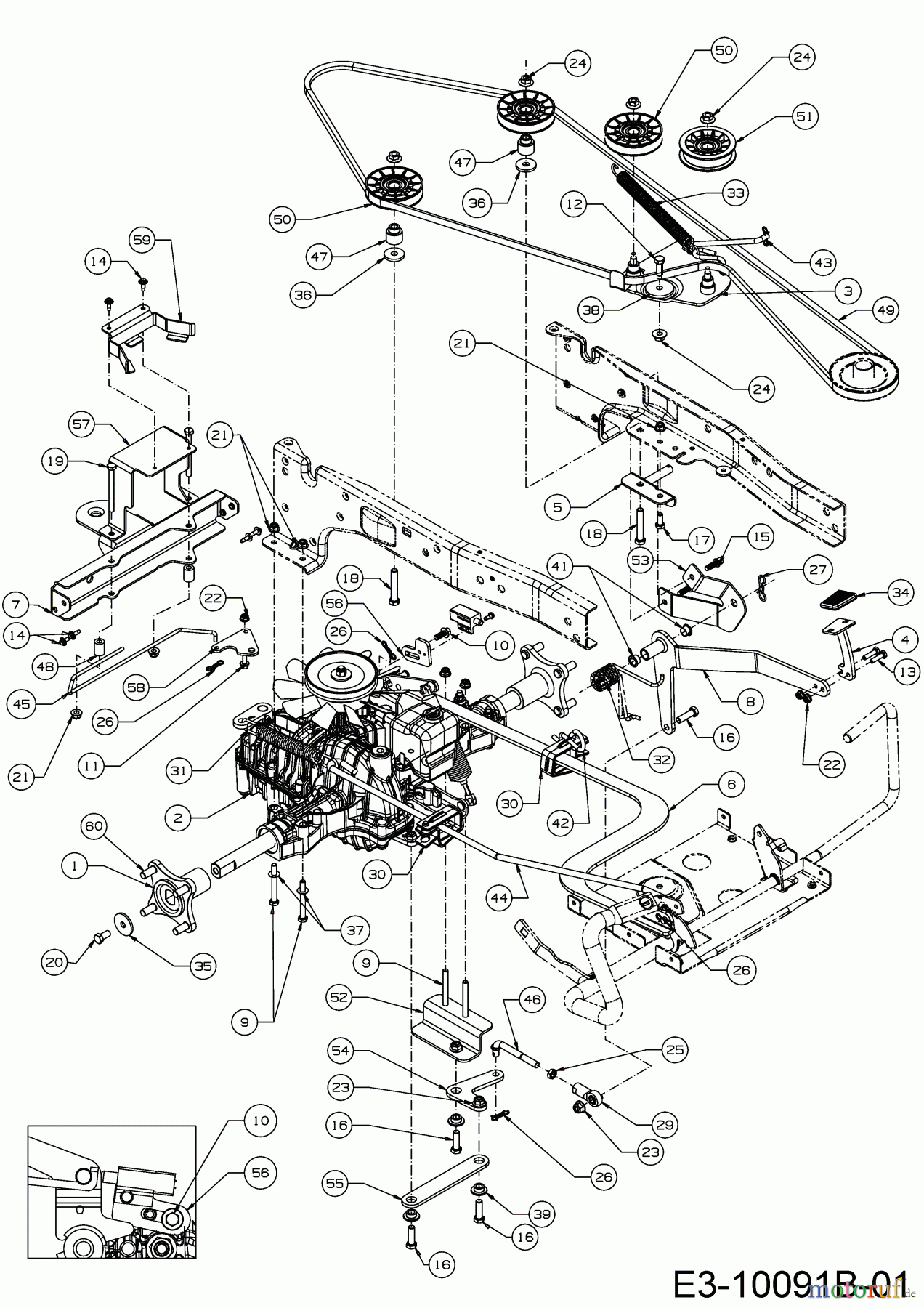 Cub Cadet Rasentraktoren XT3 QR95 13BFA5CB603 (2020) Fahrantrieb