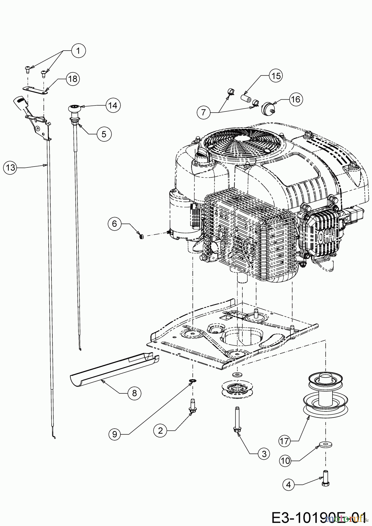Cub Cadet Rasentraktoren LR2 NS76 13A221JD603 (2020) Gaszug, Motorkeilriemenscheibe, Motorzubehör