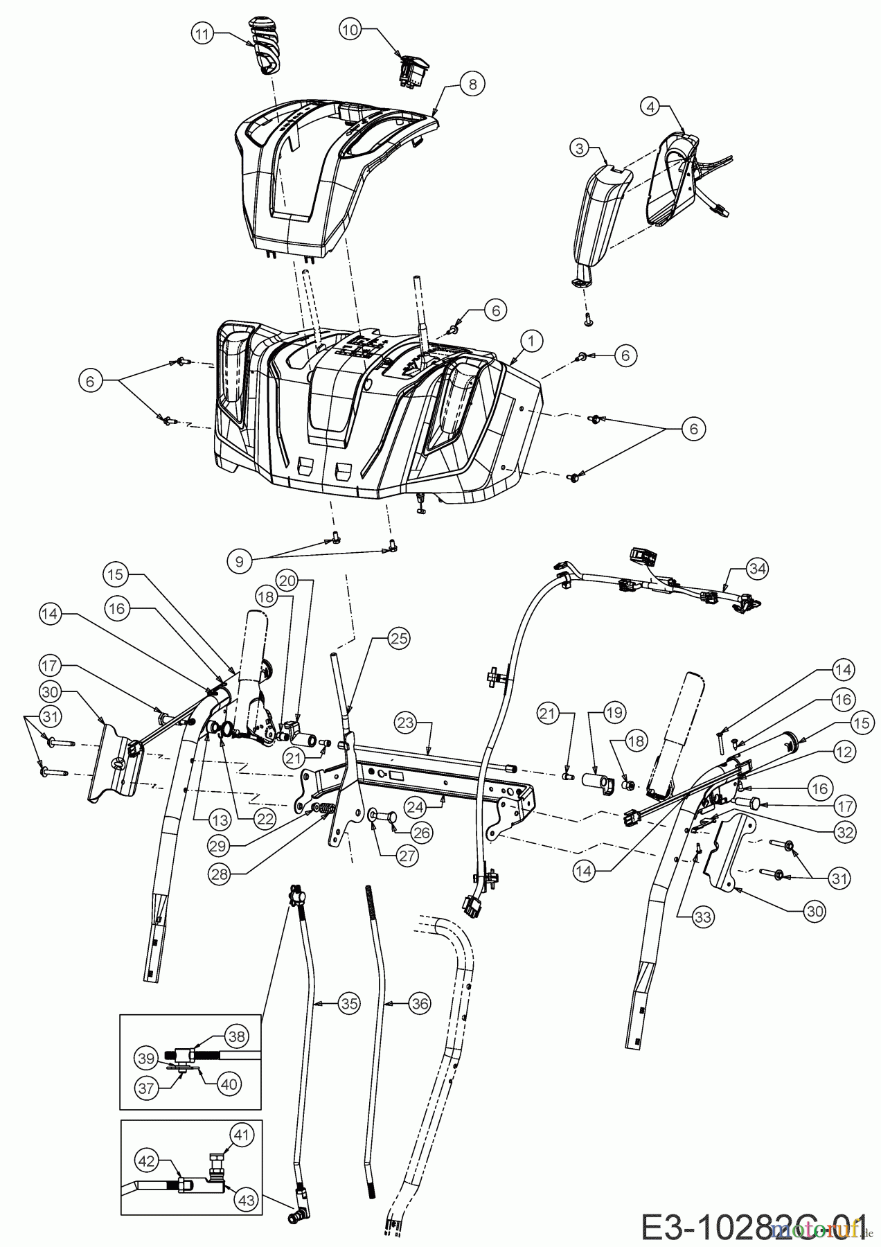 Cub Cadet Schneefräsen XS3 66 SWE 31AY5EVX603 (2020) Armaturenbrett, Schalthebel