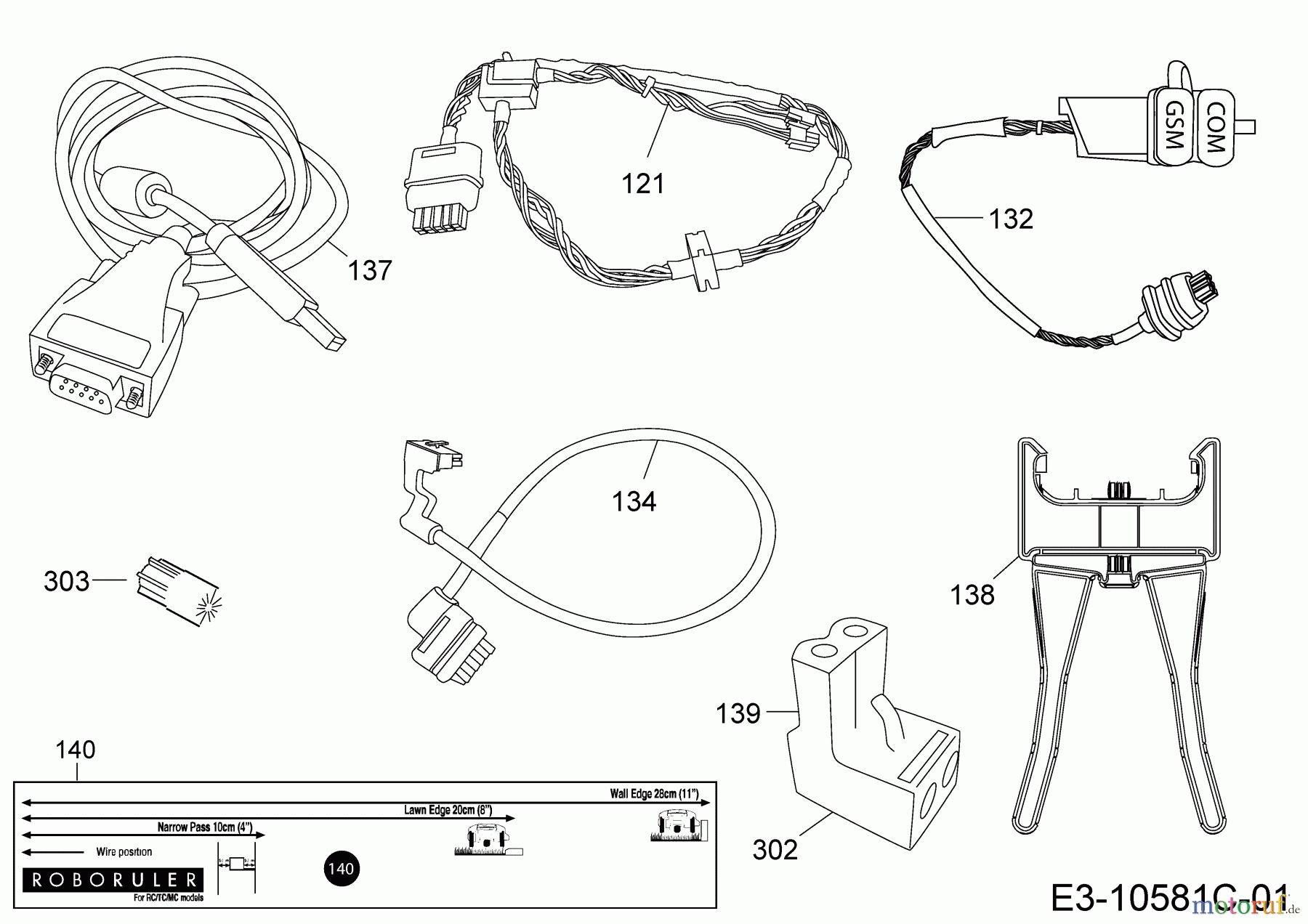 Cub Cadet Mähroboter XR2 1500 22CCDAED603 (2020) Kabel, Kabelanschluß, Regensensor, Werkzeug